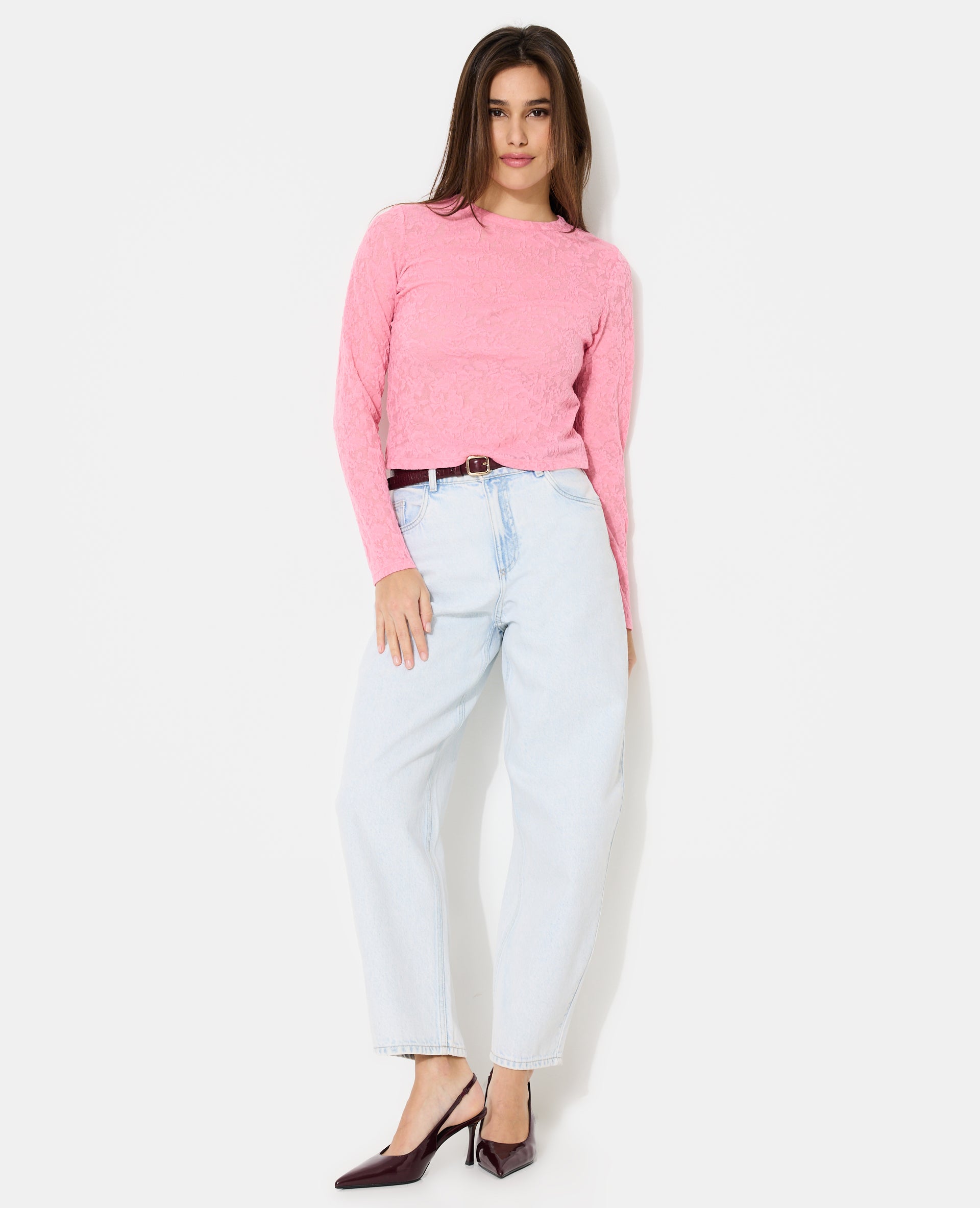 Jean barrel taille haute