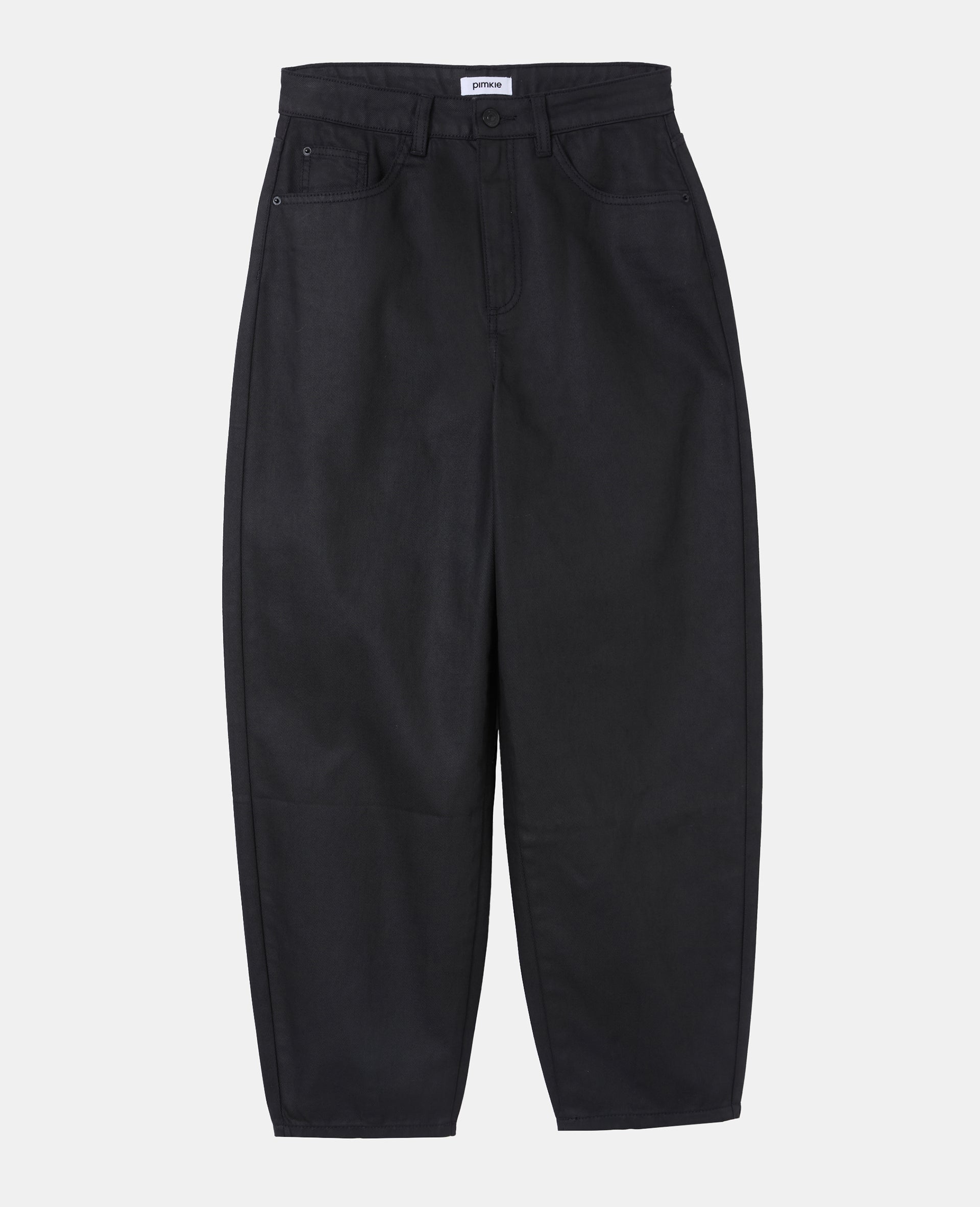 Jean barrel enduit taille haute