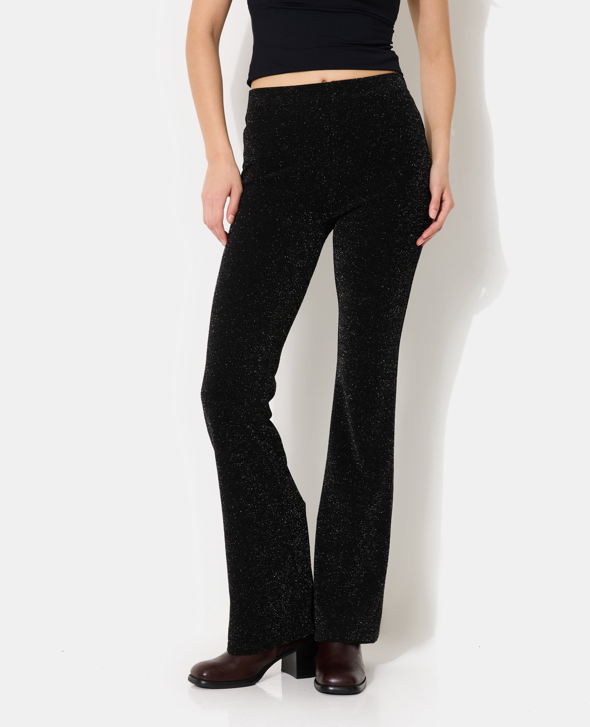 Pantalon flare en maille avec fils lurex