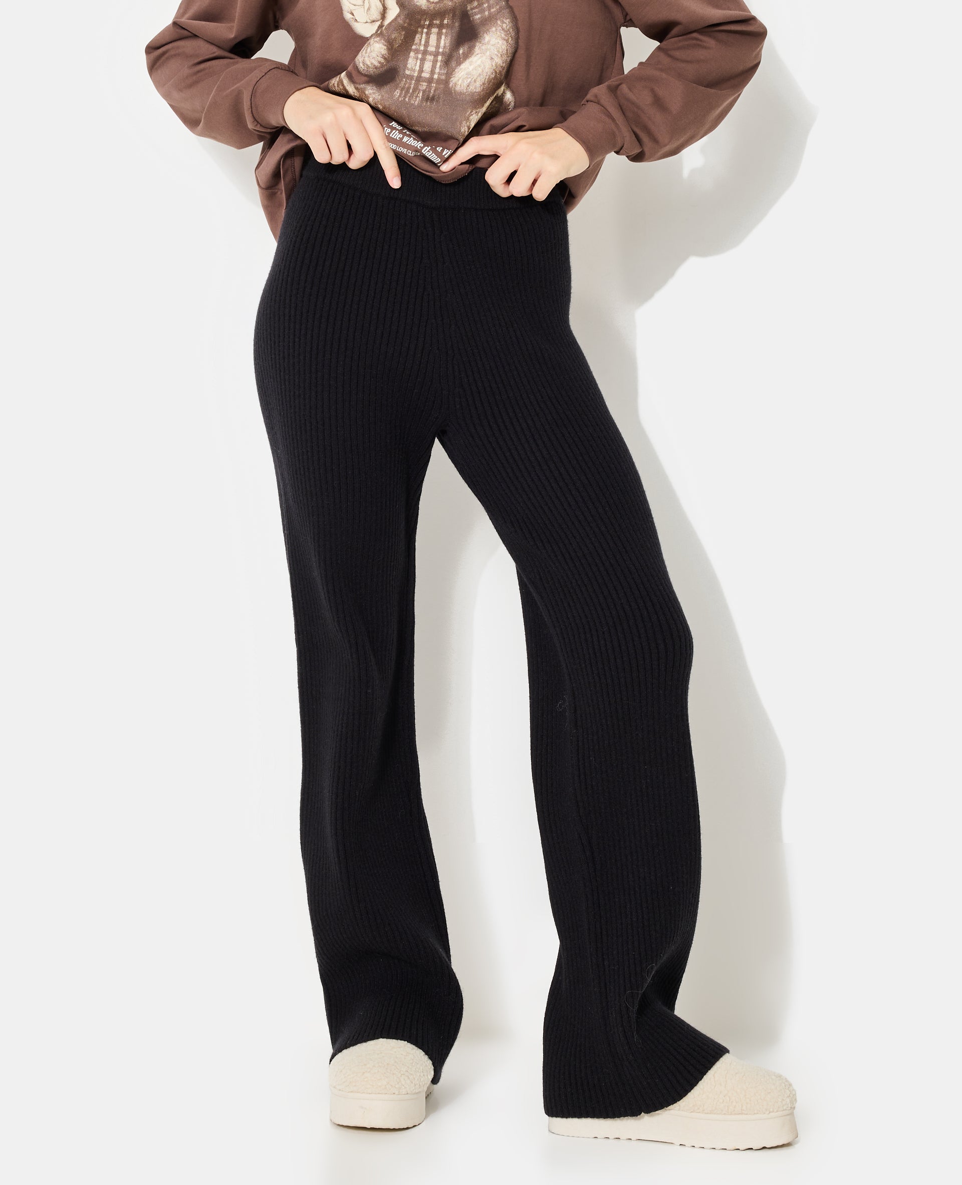 Pantalon en maille côtelée épaisse