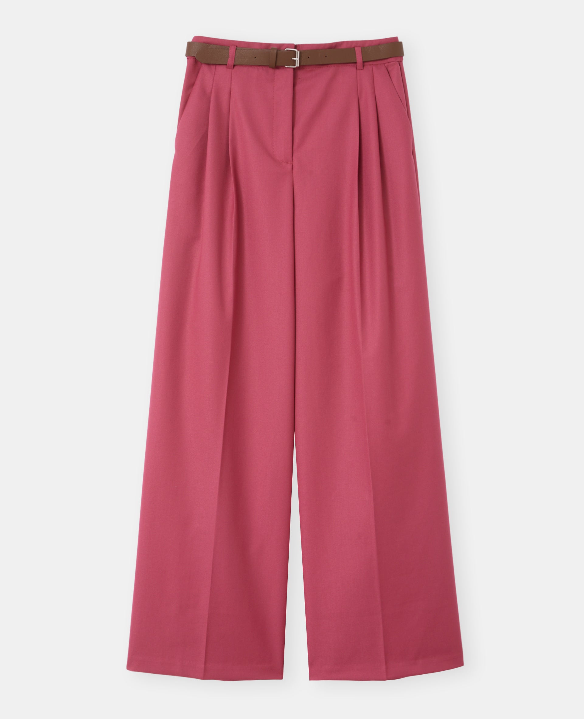Pantalon large taille haute avec ceinture