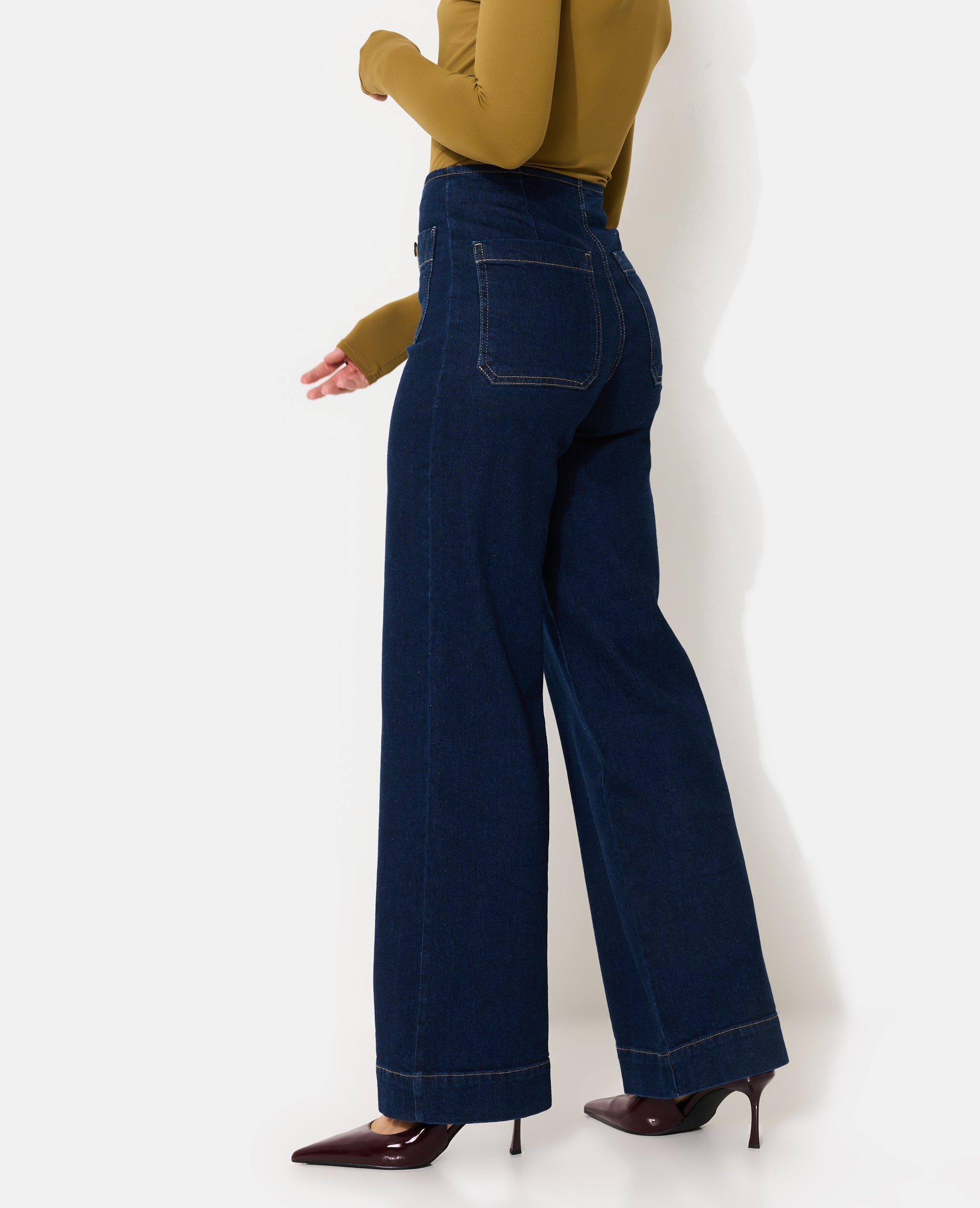 Jean wide taille haute avec poches plaquées