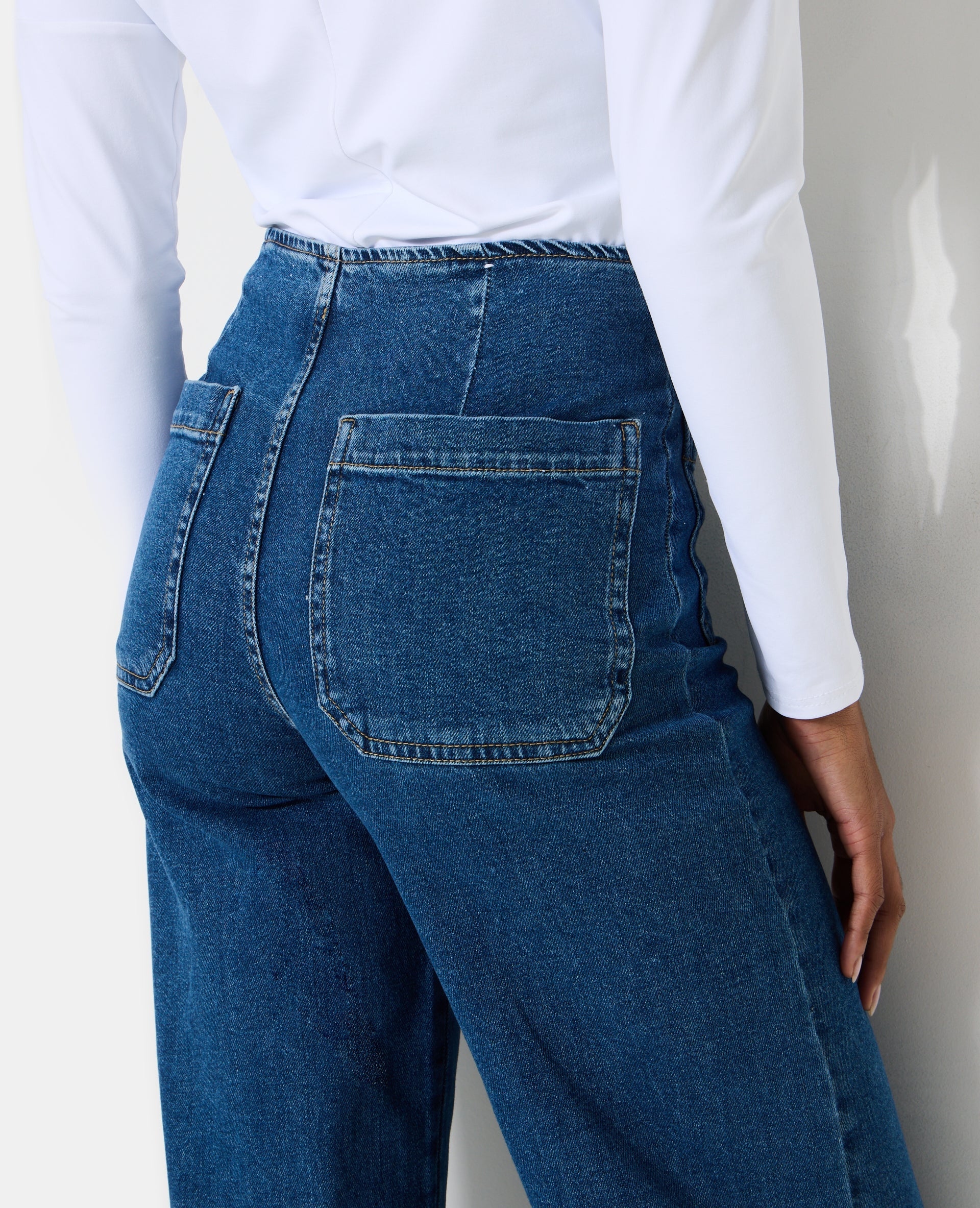 Jean wide taille haute avec poches plaquées