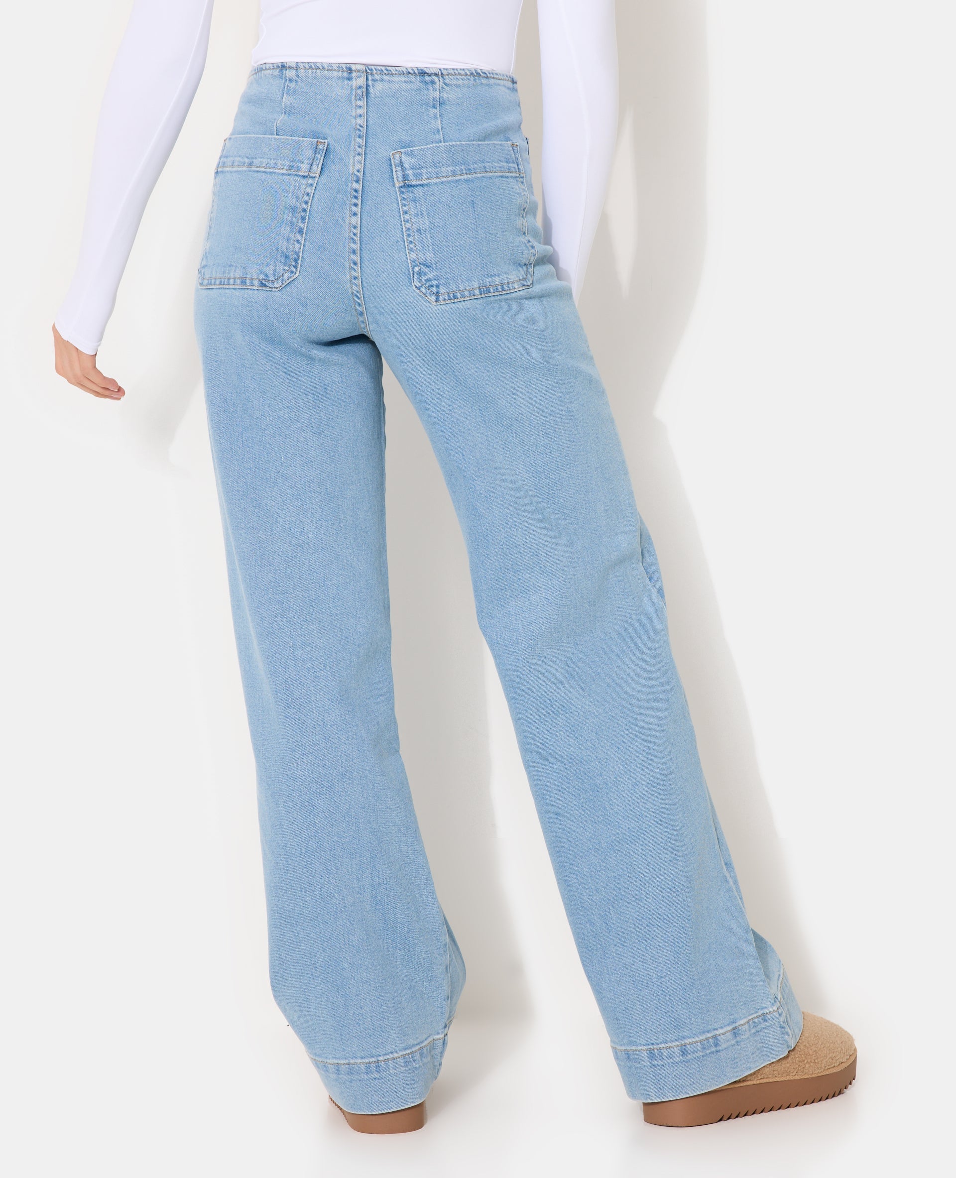 Jean wide taille haute avec poches plaquées