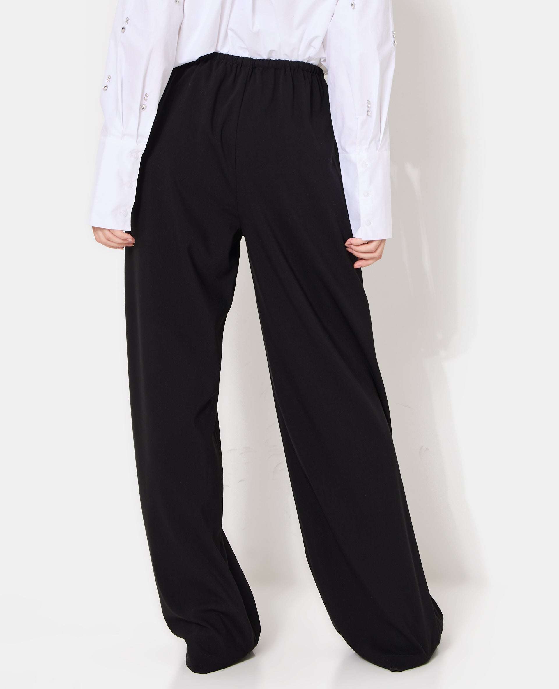 Pantalon droit et large avec lien coulissé