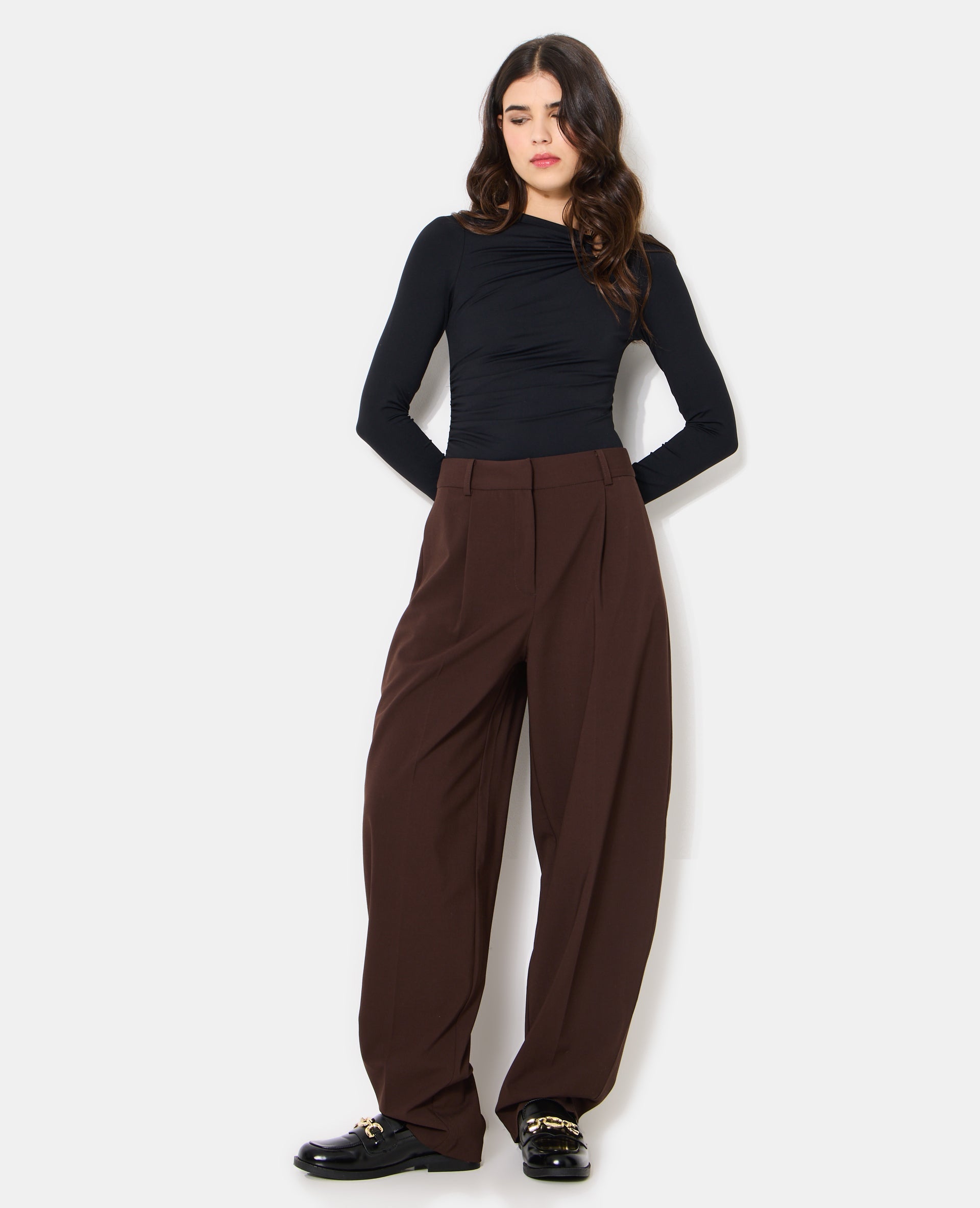 Pantalon barrel city avec pinces