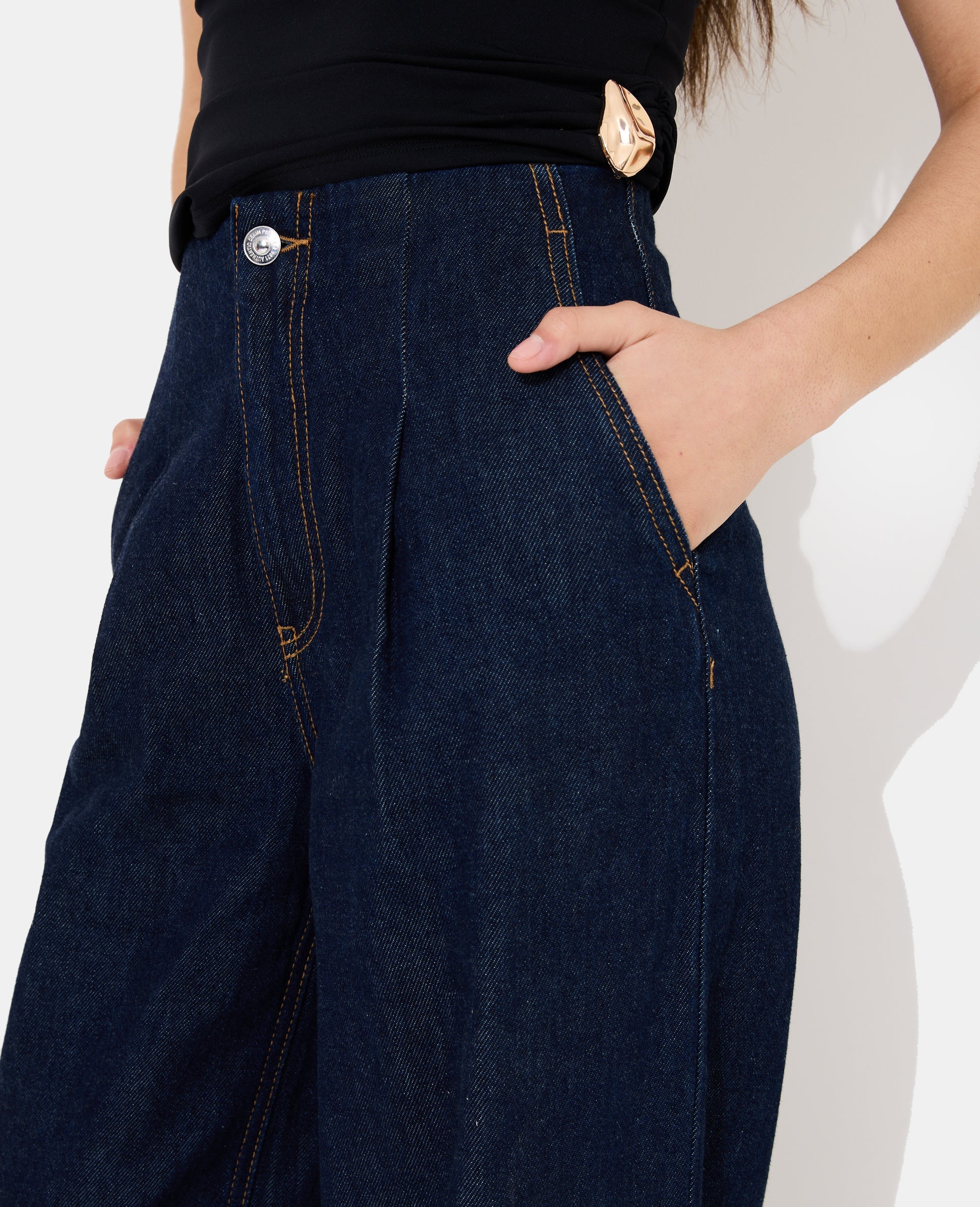 Jean extra wide taille haute avec pinces