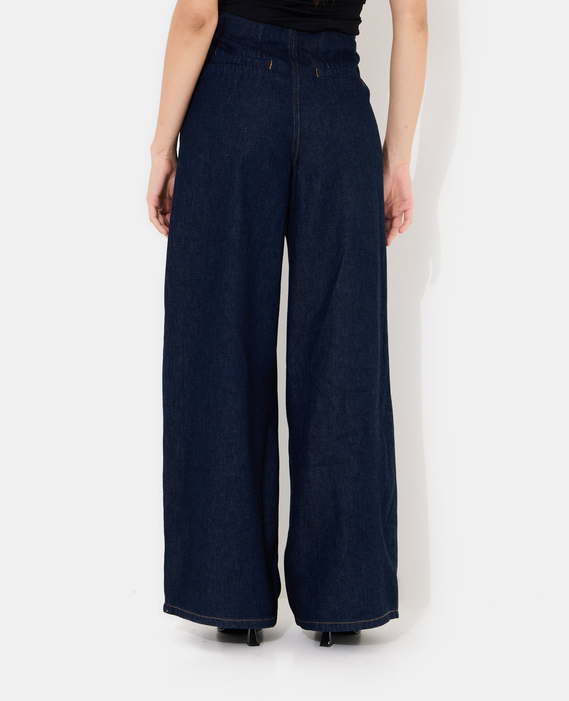 Jean extra wide taille haute avec pinces