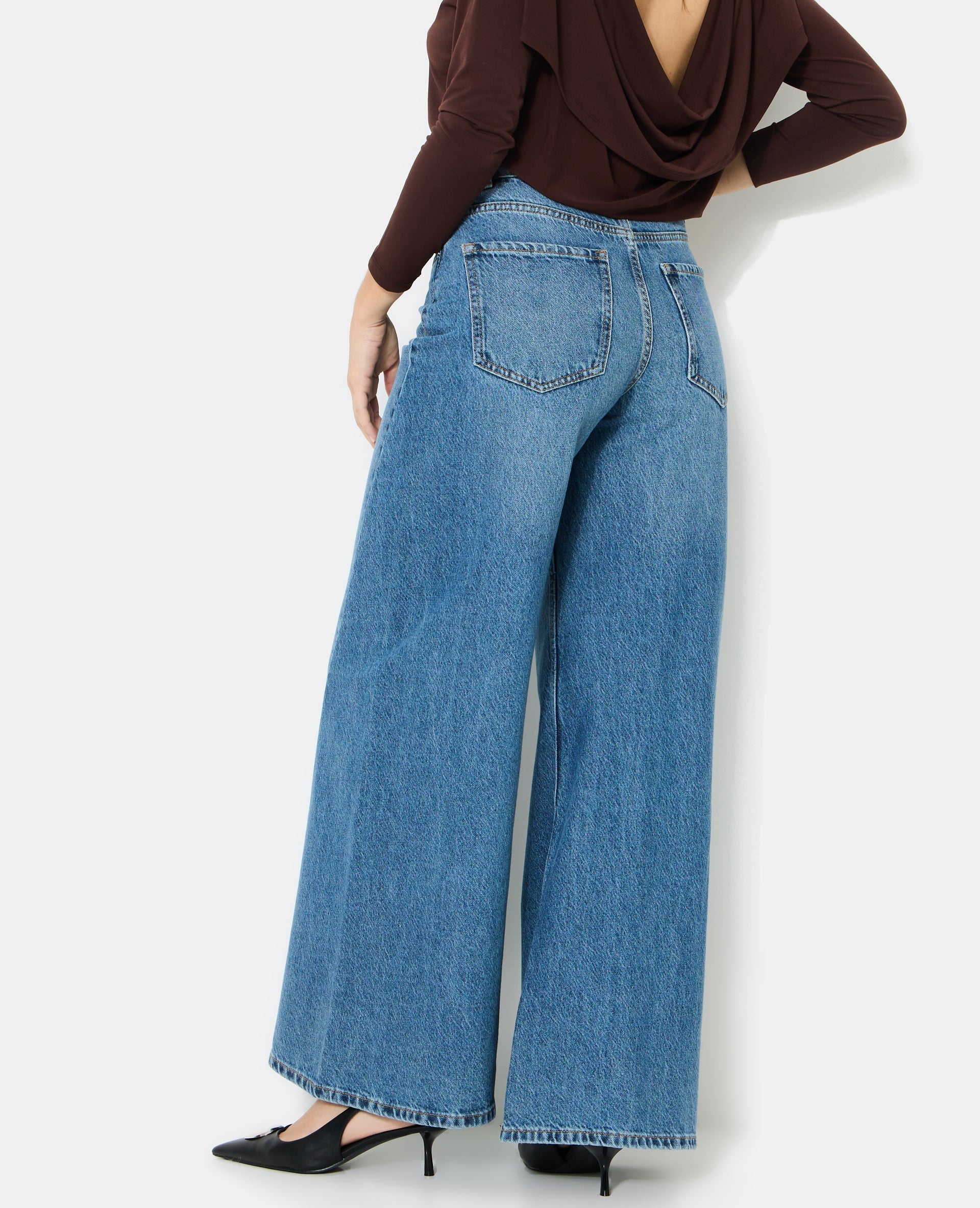 Jean extra wide taille haute avec jeux de coutures