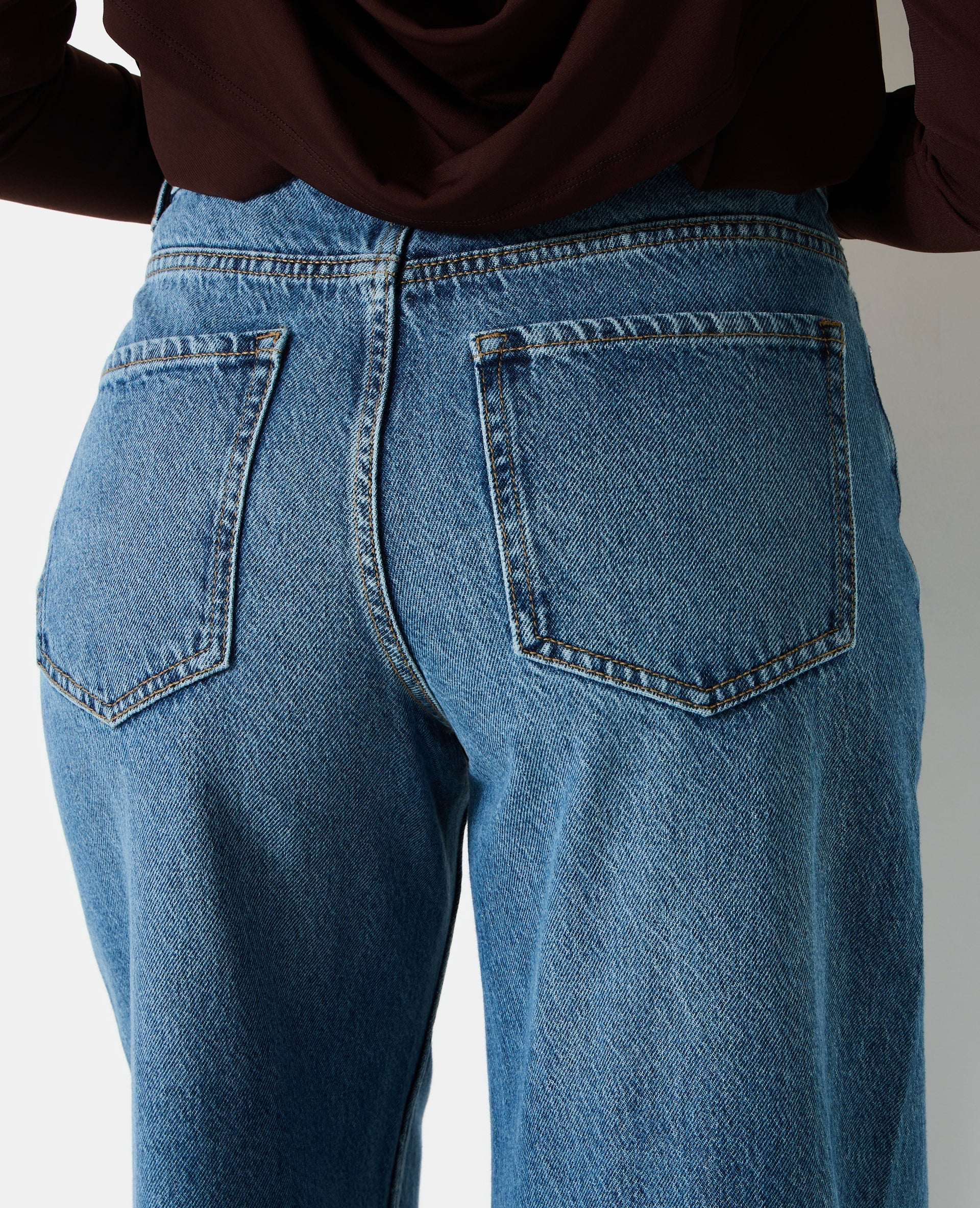 Jean extra wide taille haute avec jeux de coutures