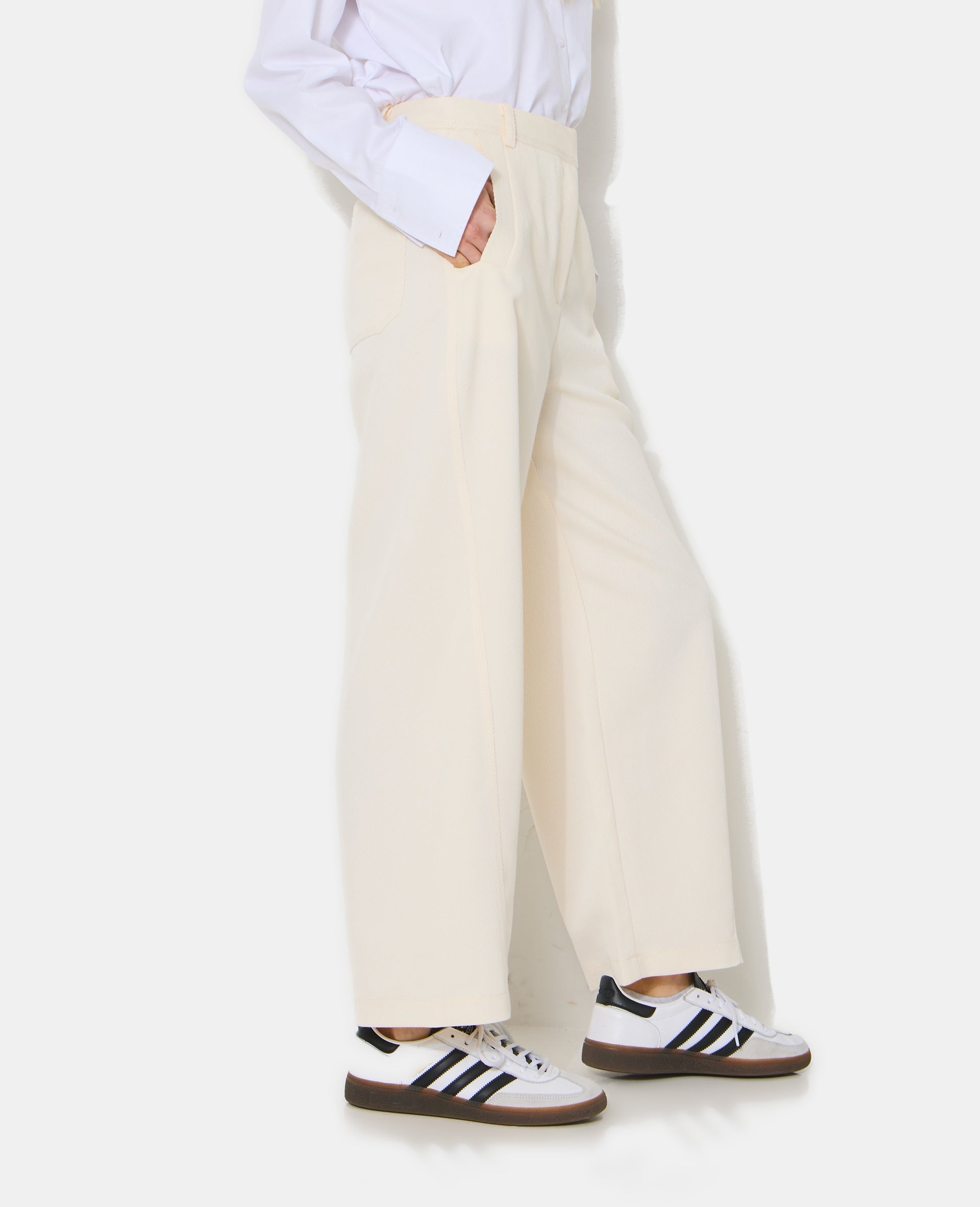 Pantalon barrel en tissu texturé