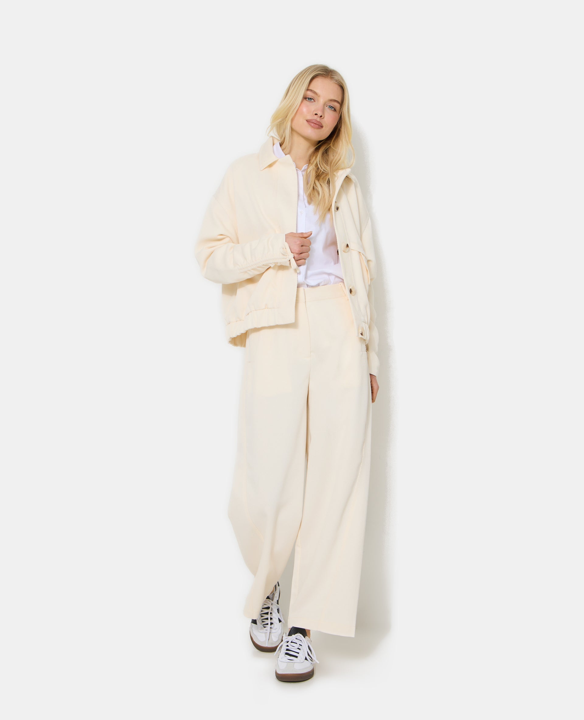 Pantalon barrel en tissu texturé