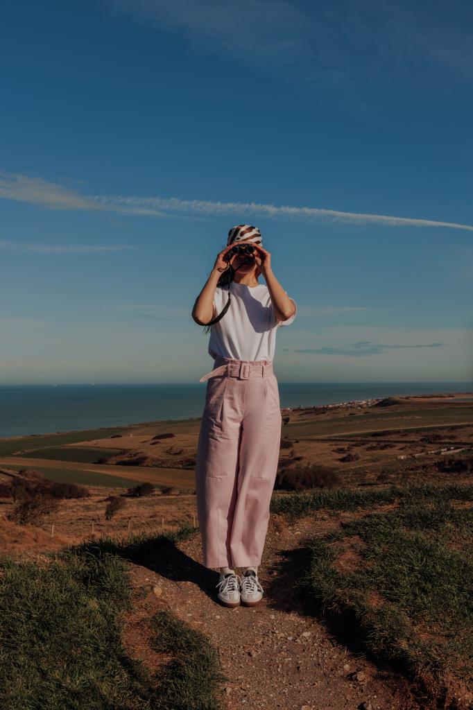 Pantalon barrel taille haute avec ceinture