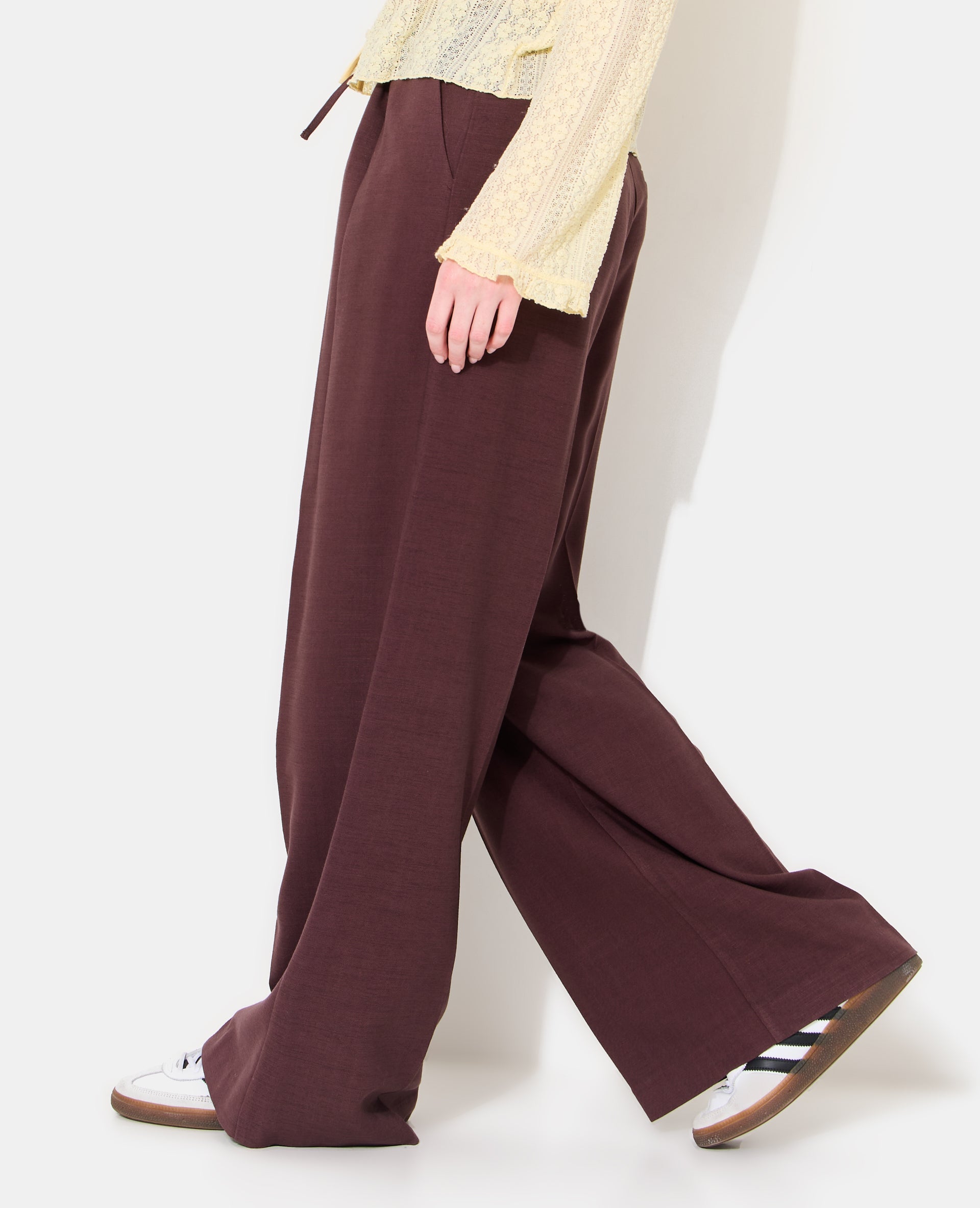 Pantalon droit en tissu effet lin