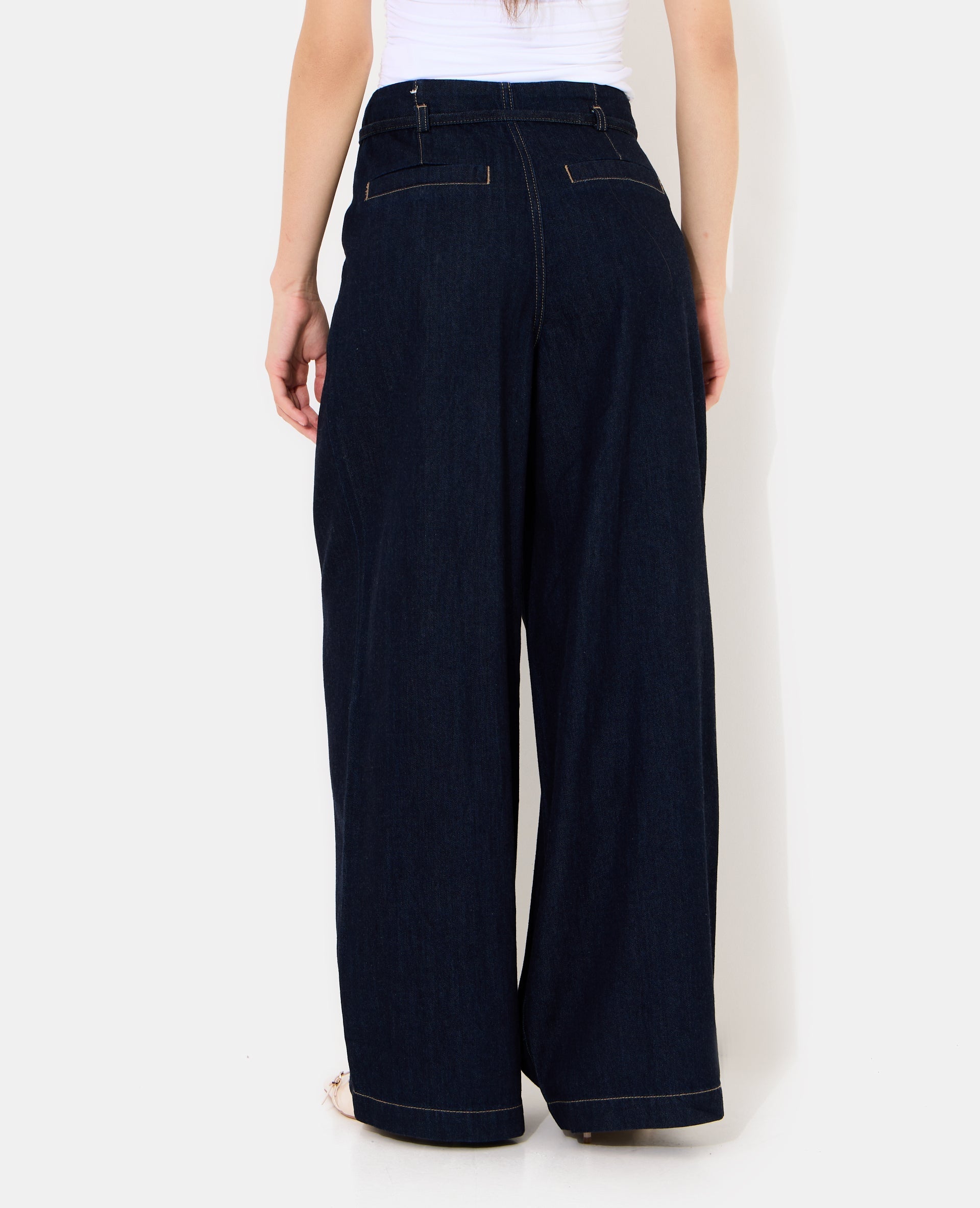 Jean extra wide taille haute avec ceinture