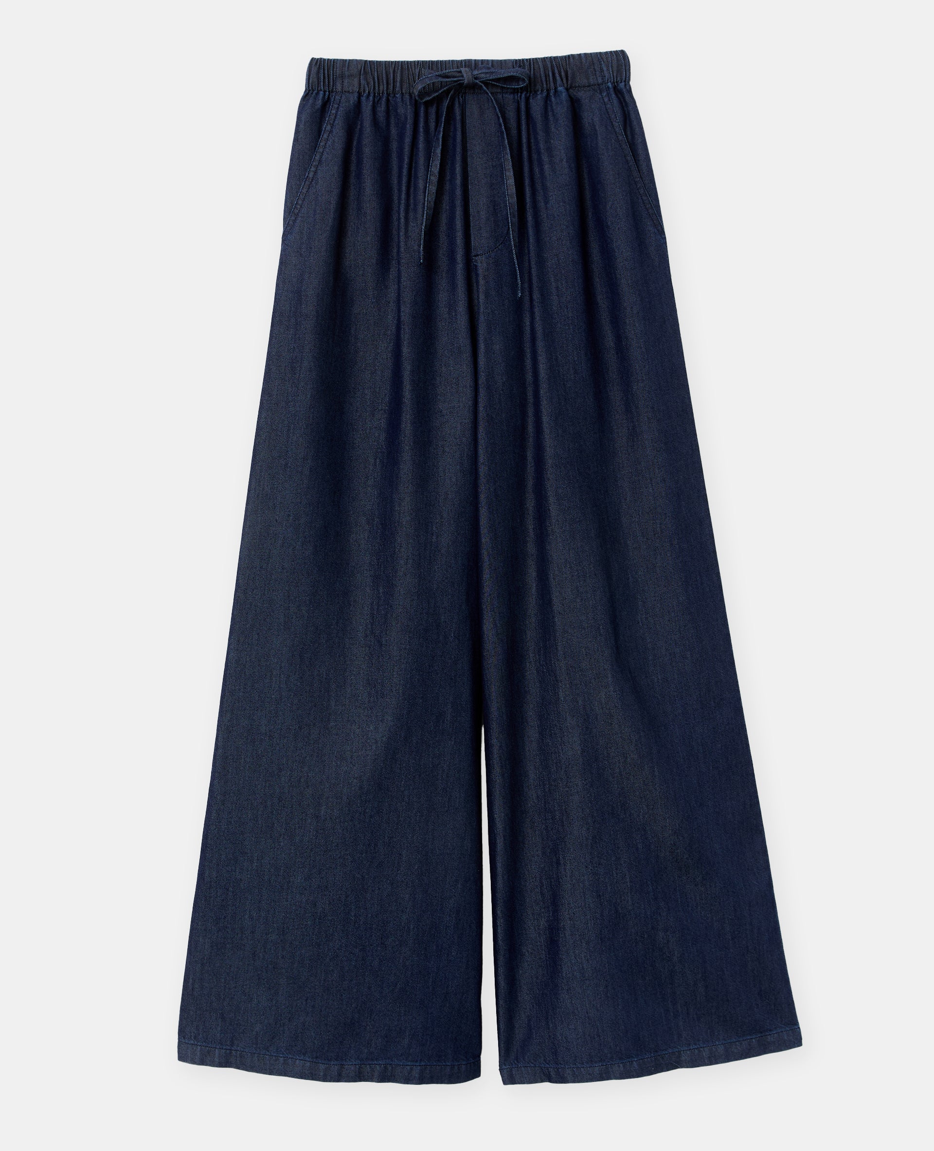 Pantalon large ceinture élastiquée effet jean