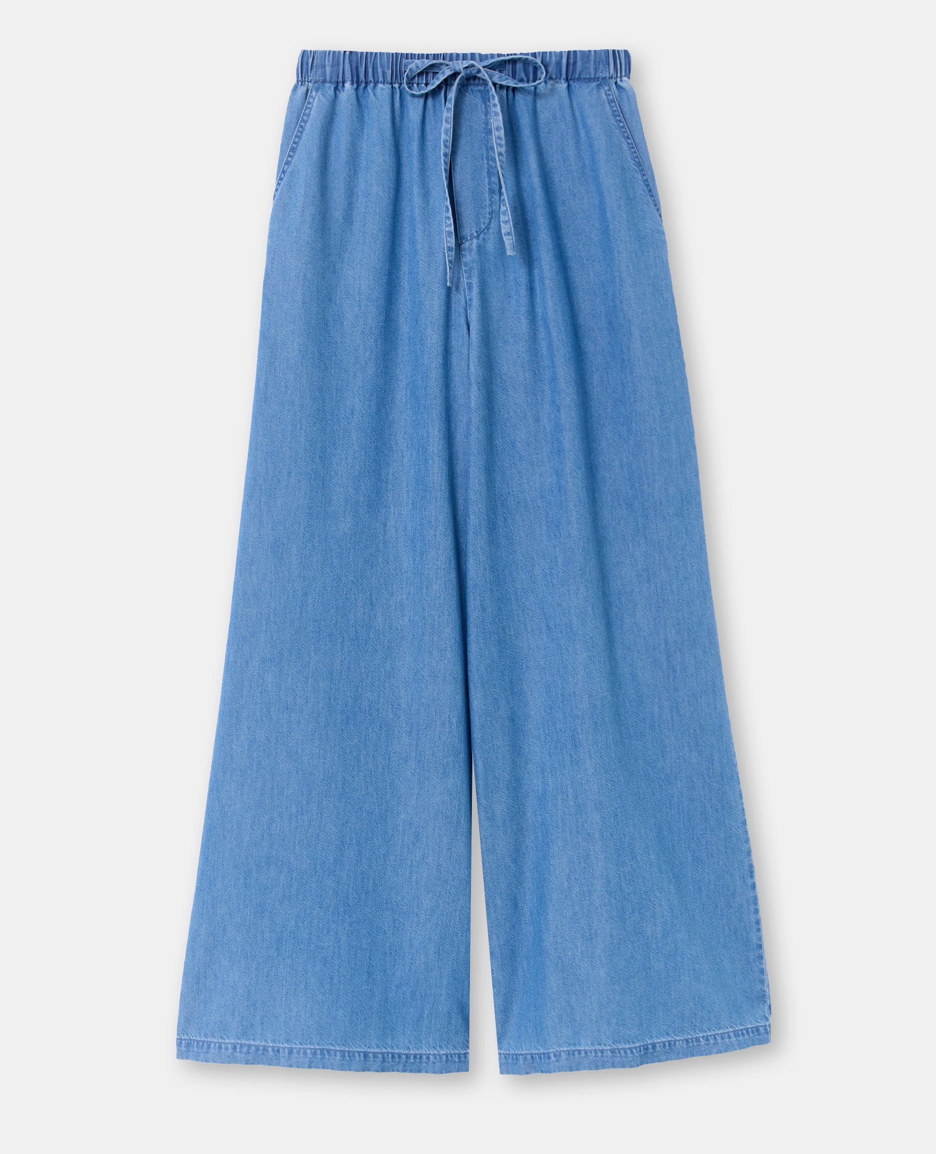 Pantalon large ceinture élastiquée effet jean