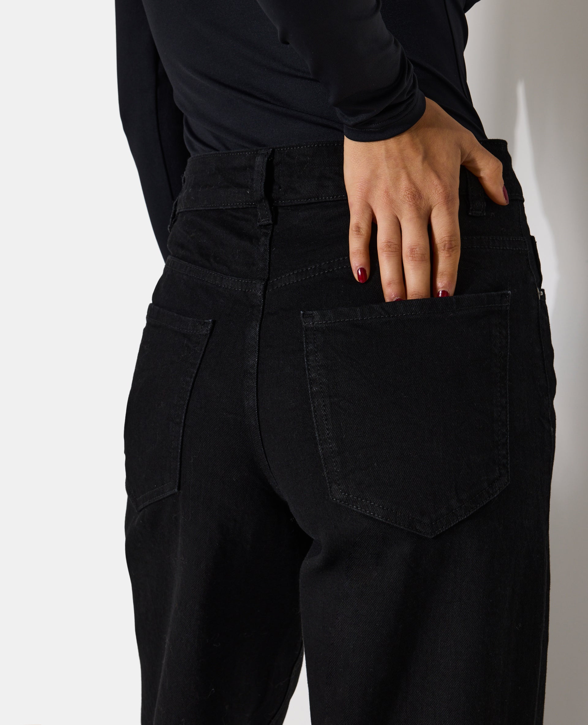 Jean wide taille haute avec élasthanne