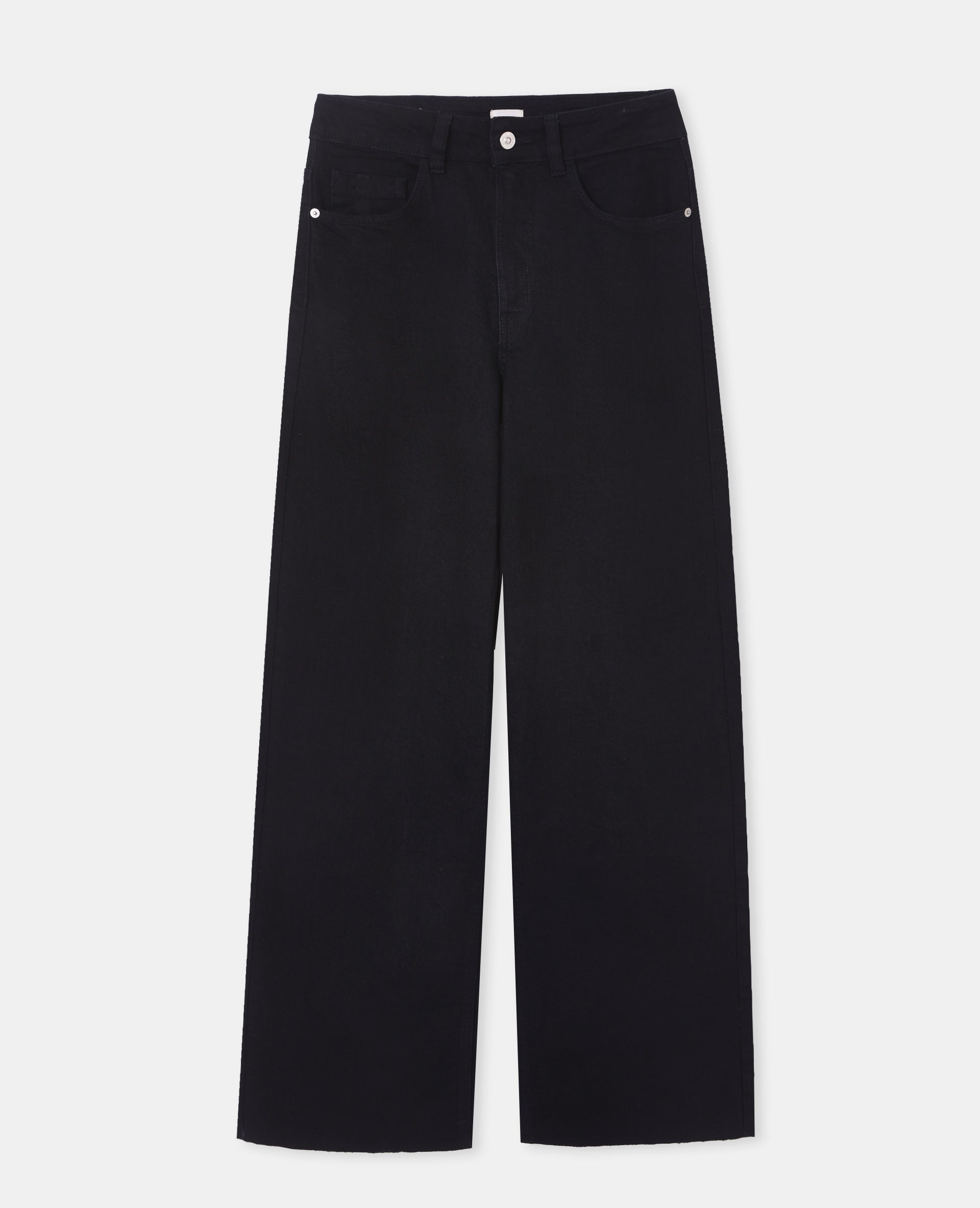 Jean wide taille haute avec élasthanne
