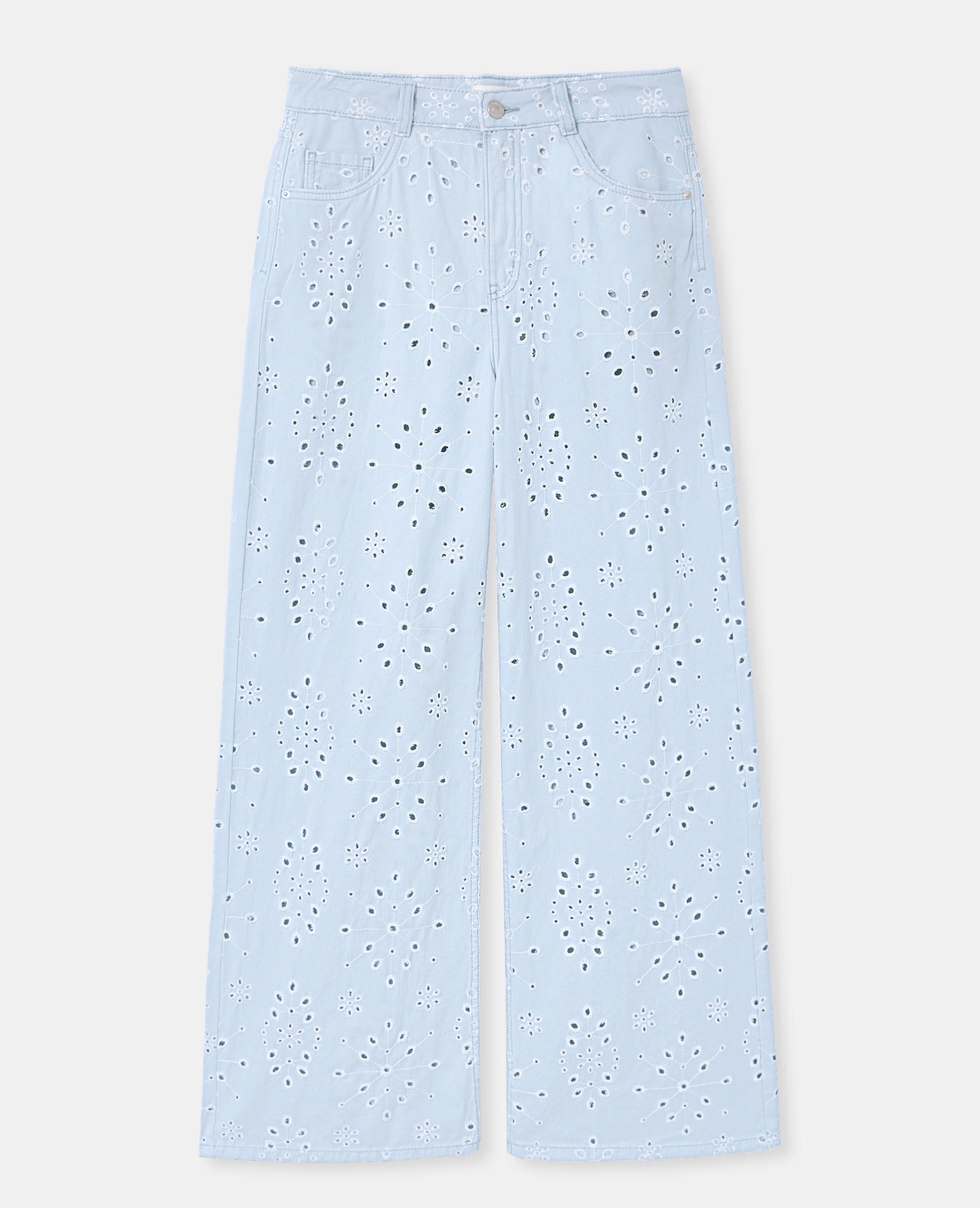 Jean wide ajouré façon broderie anglaise