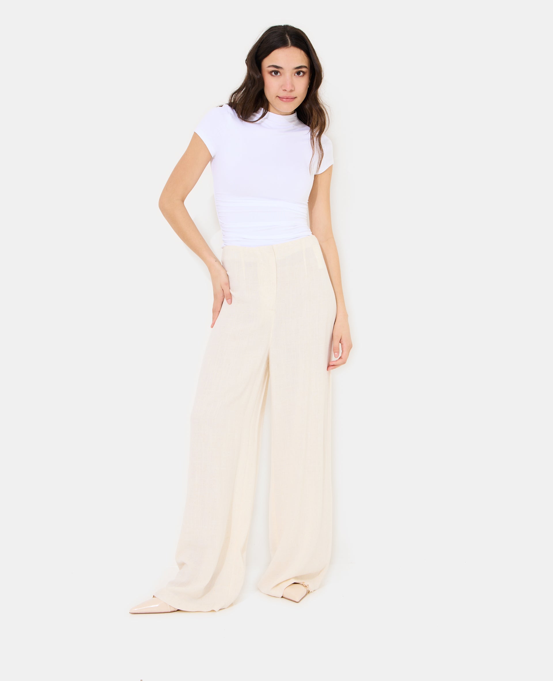 Pantalon droit avec lin