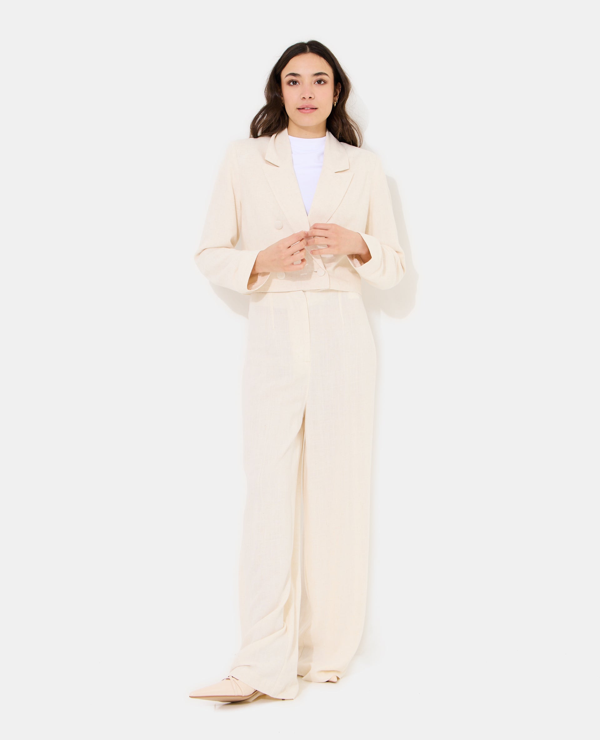 Pantalon droit avec lin