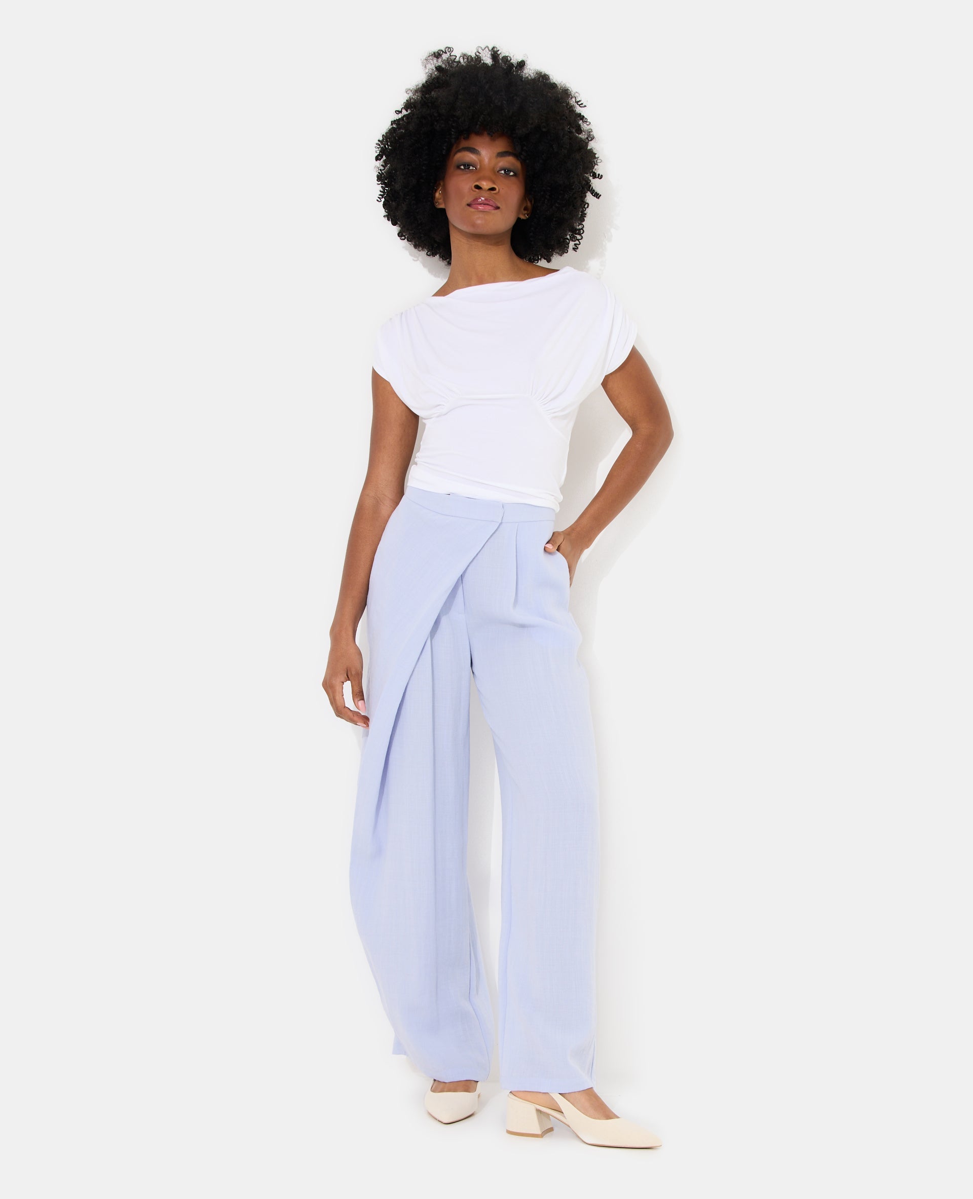 Pantalon droit effet portefeuille