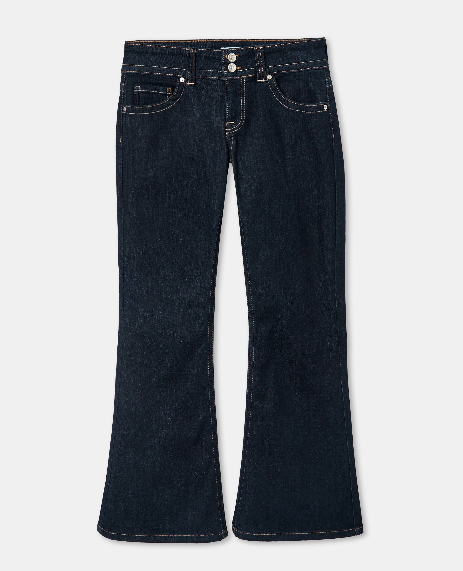 Jean flare taille basse avec 2 boutons