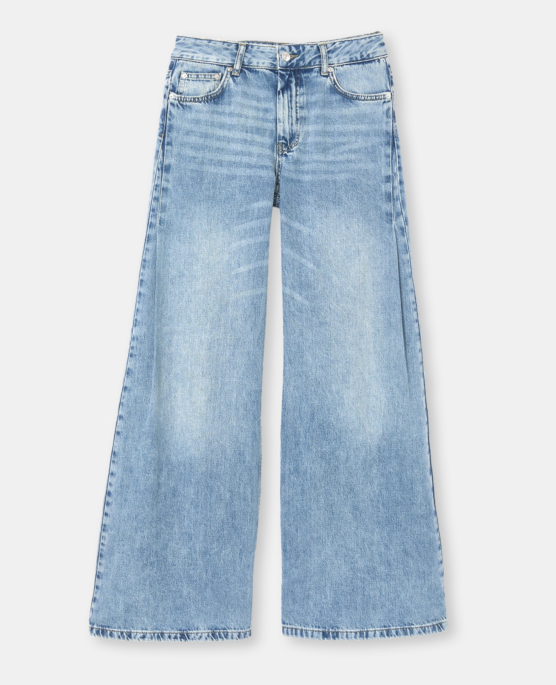 Jean extra wide taille medium avec pinces côtés