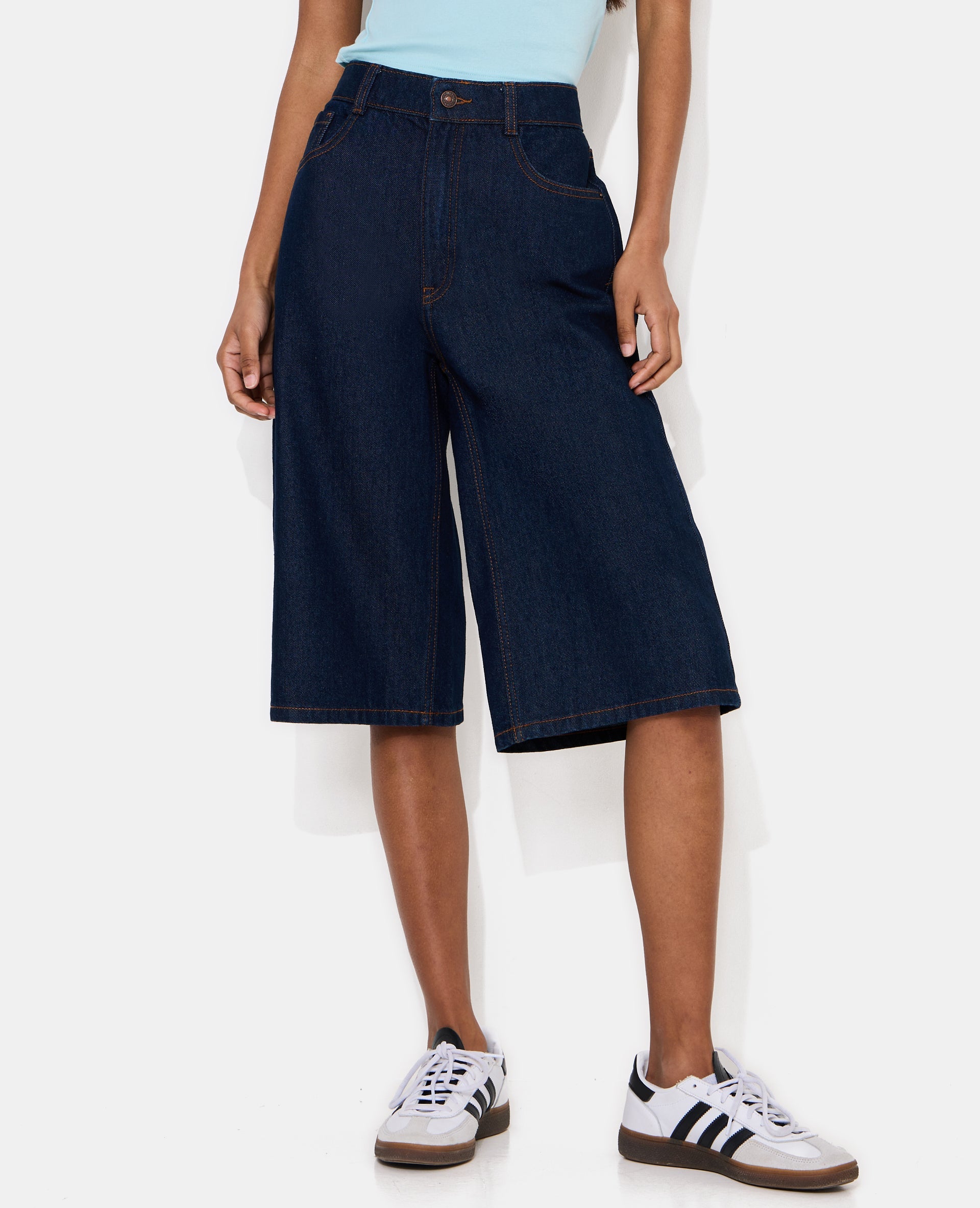 Bermuda en jean long taille basse