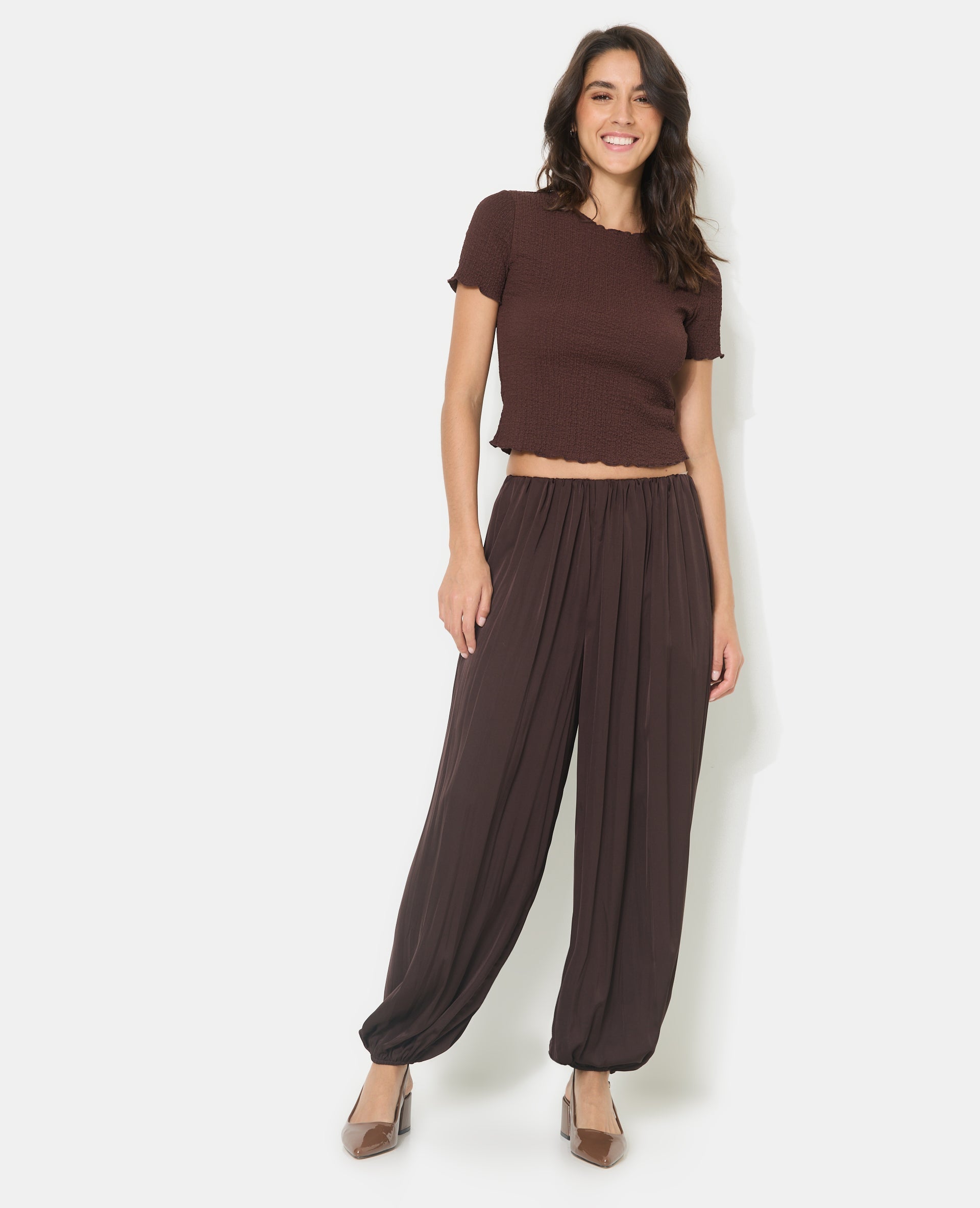 Pantalon bouffant en satin