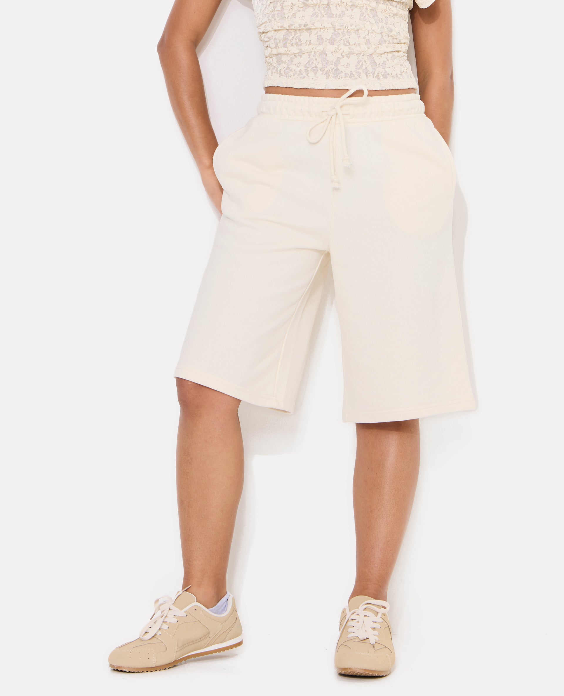 Bermuda en molleton taille élastiquée