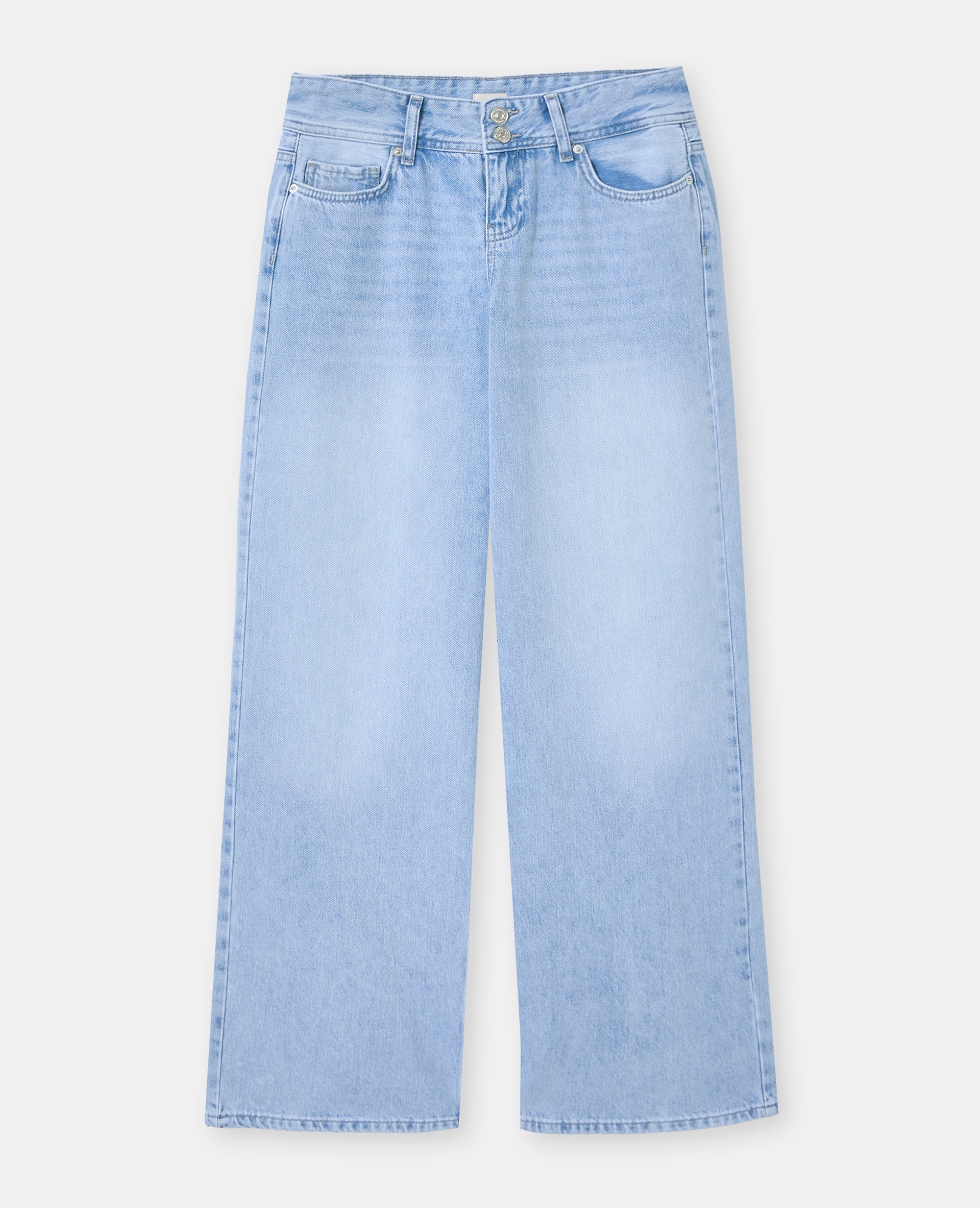 Jean wide taille basse avec double boutonnage