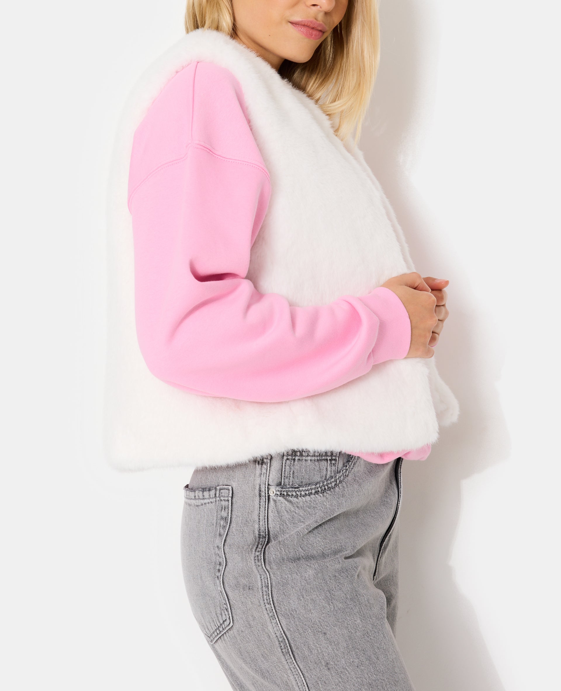 Blouson sans manches en fausse fourrure