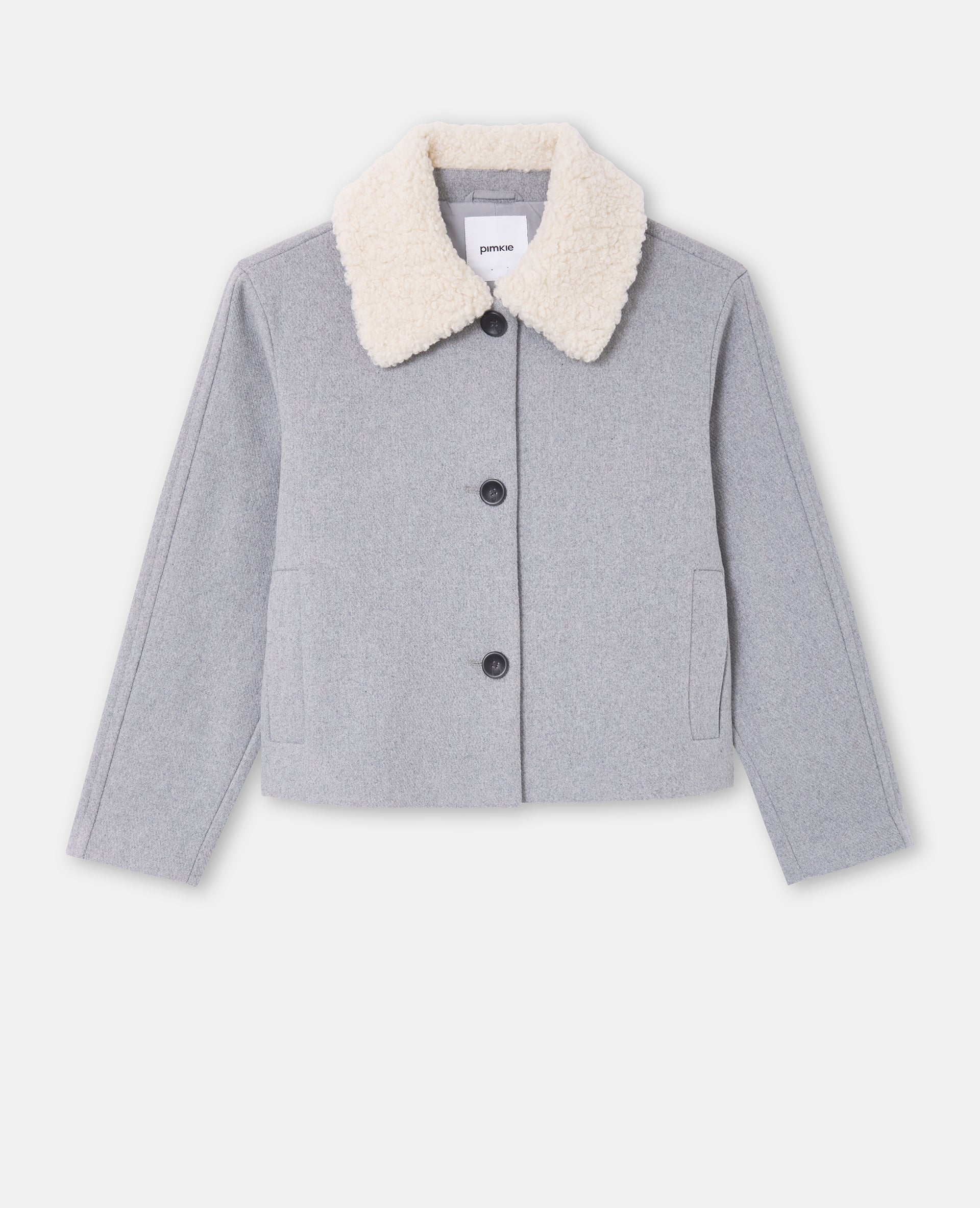 Blouson façon drap de laine avec col sherpa