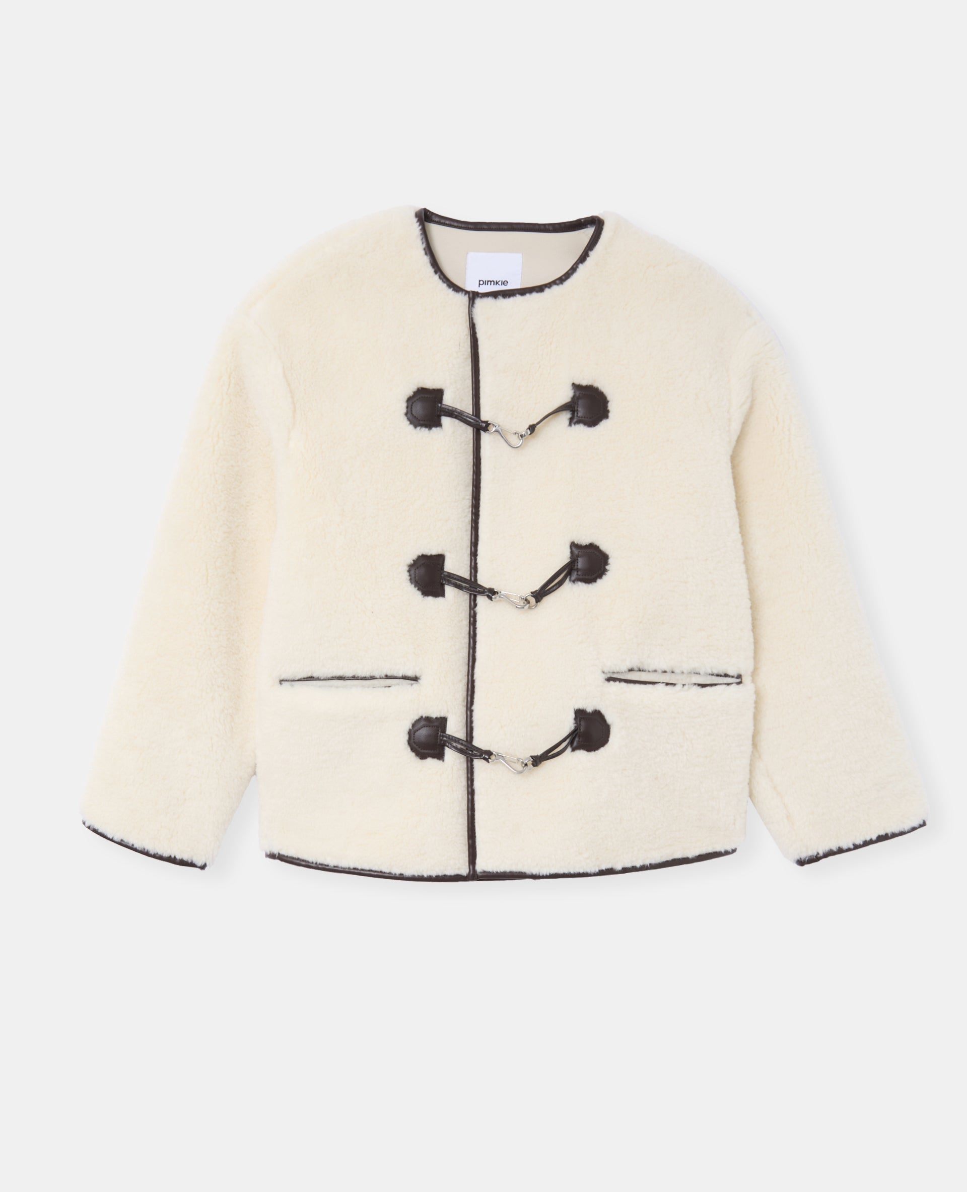 Blouson droit en sherpa avec attaches mousqueton