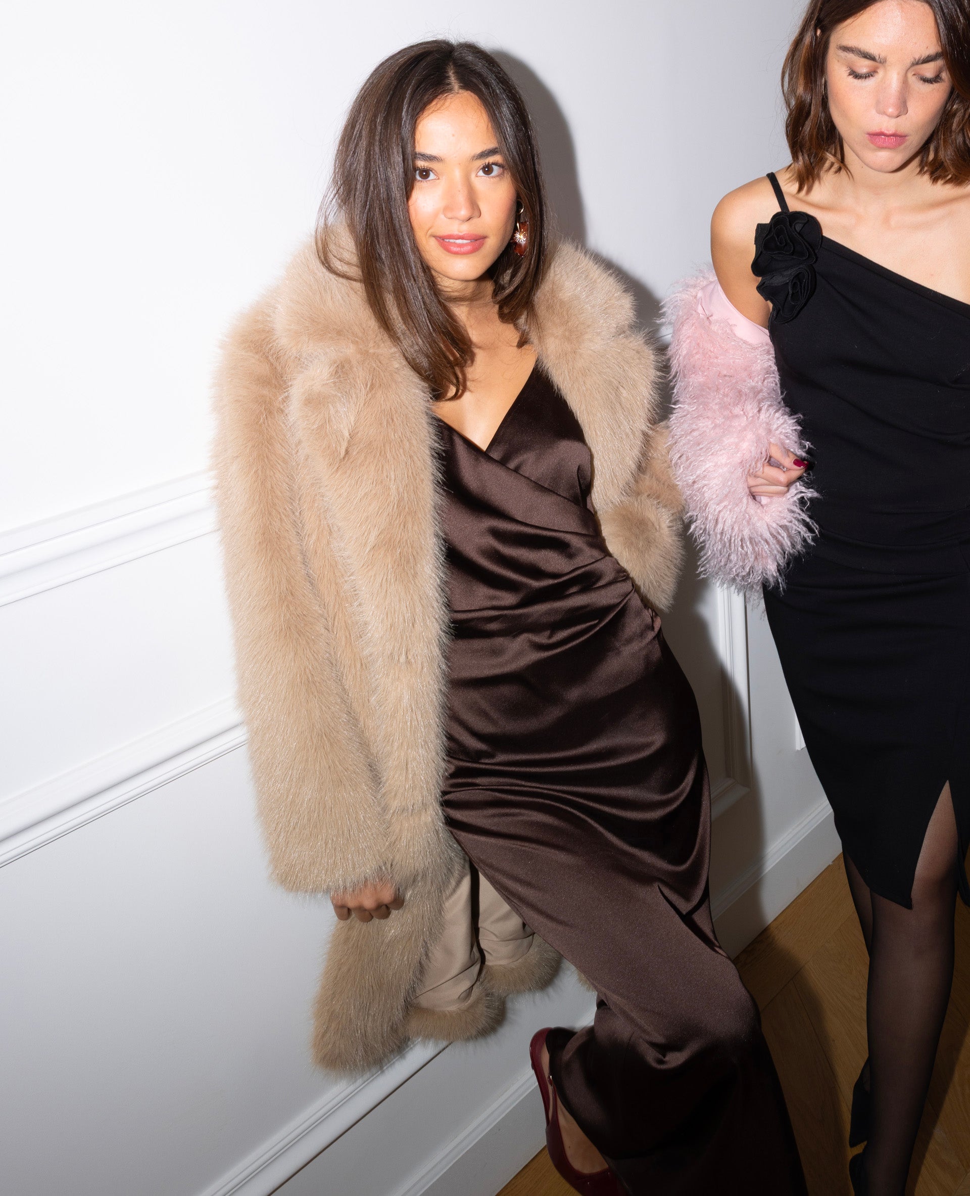 Manteau en fourrure avec col