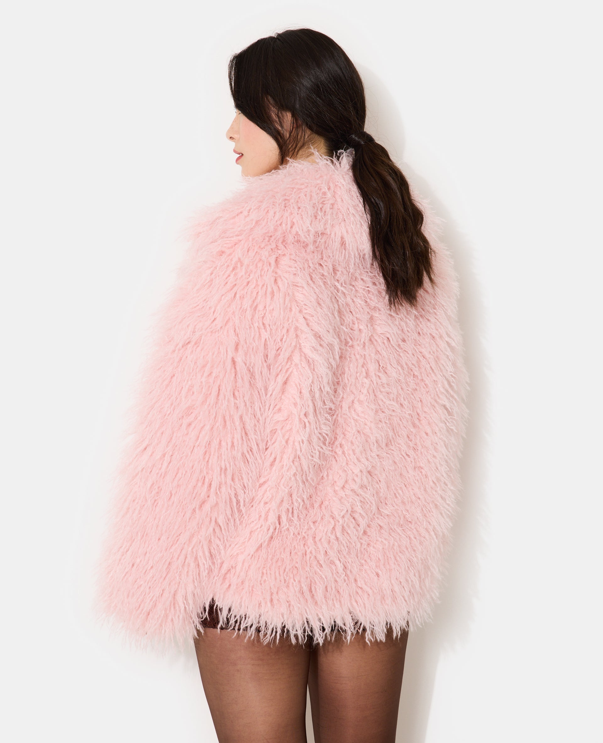 Manteau shaggy poils longs
