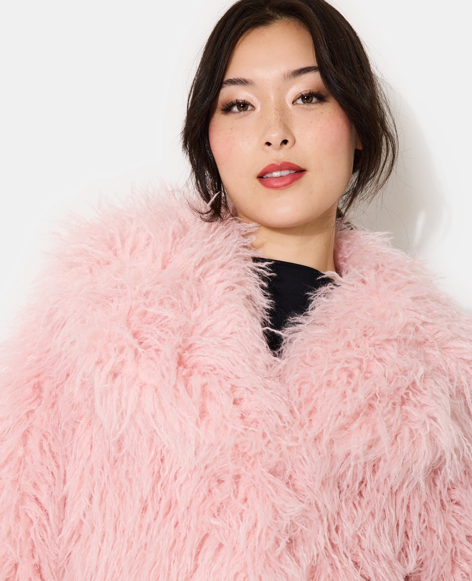 Manteau shaggy poils longs