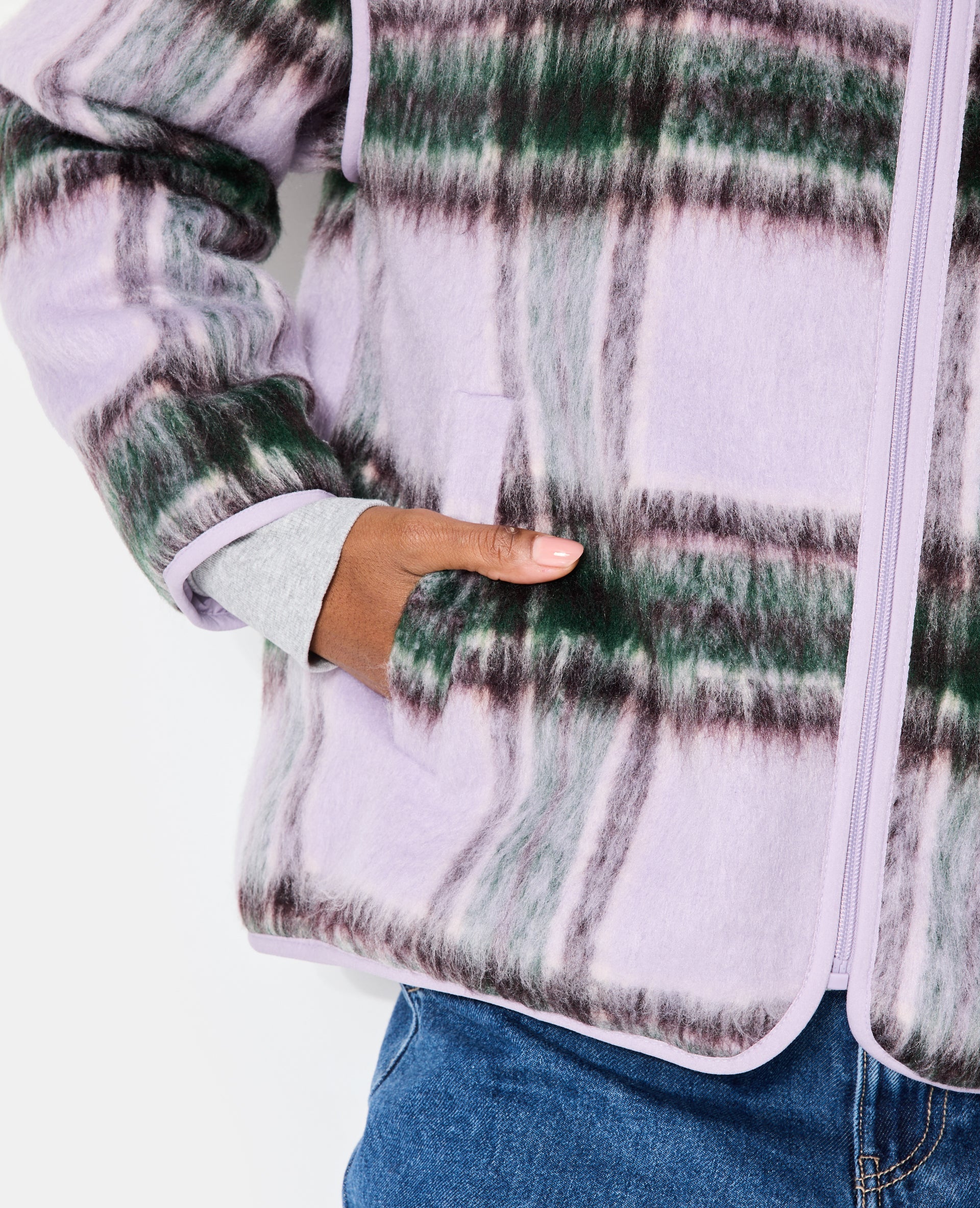Manteau court matelassé motif carreaux