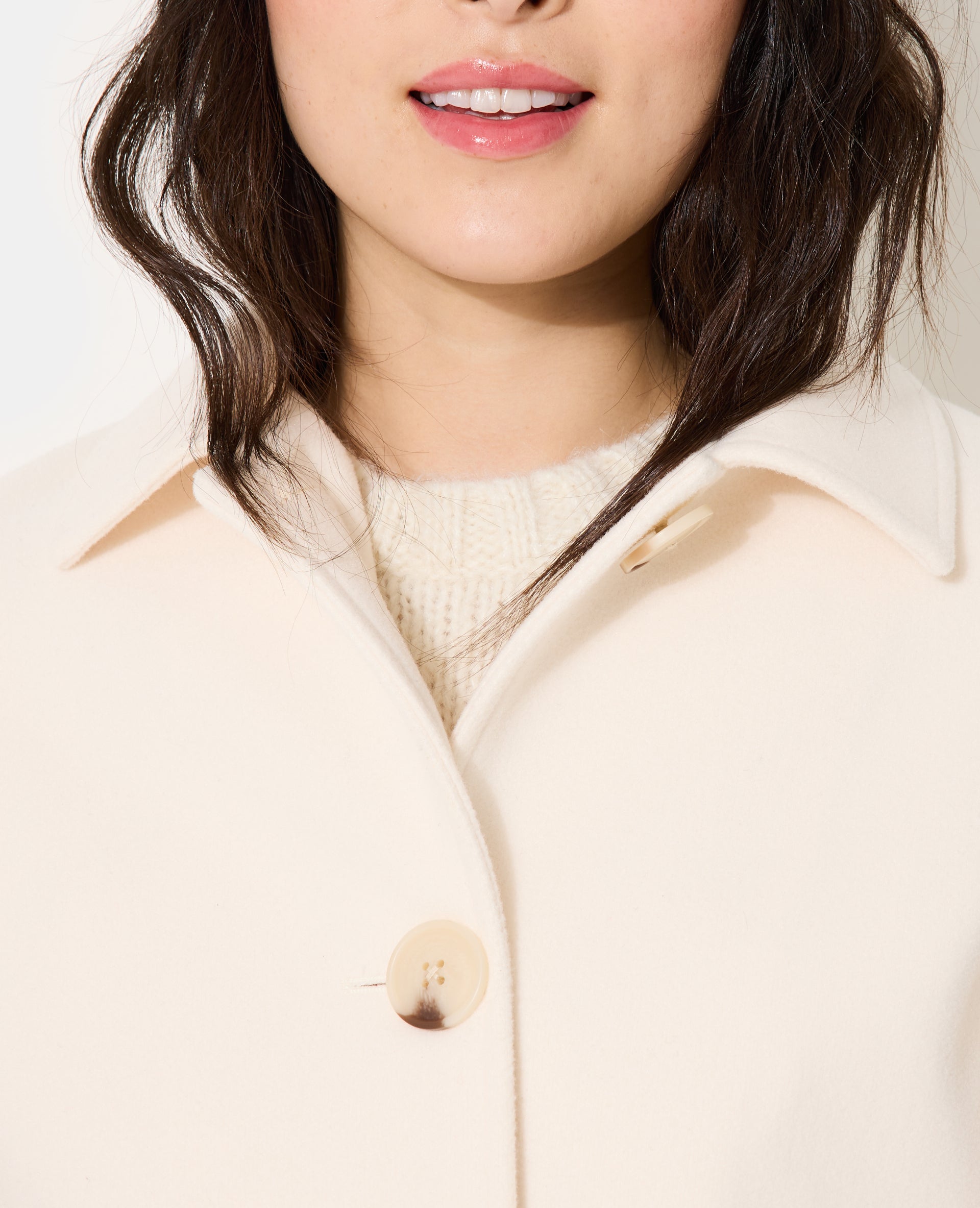Manteau court effet drap de laine