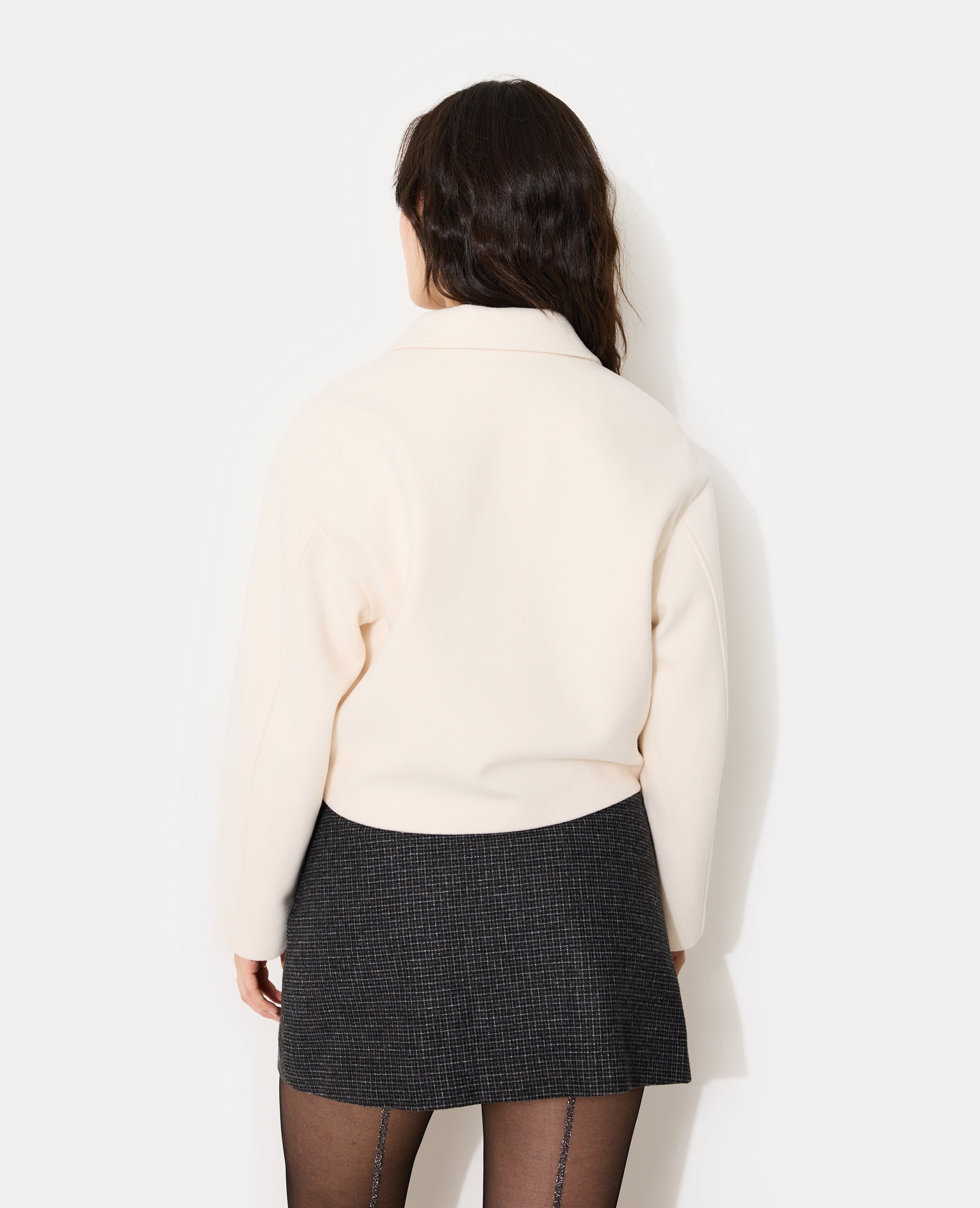 Manteau court effet drap de laine