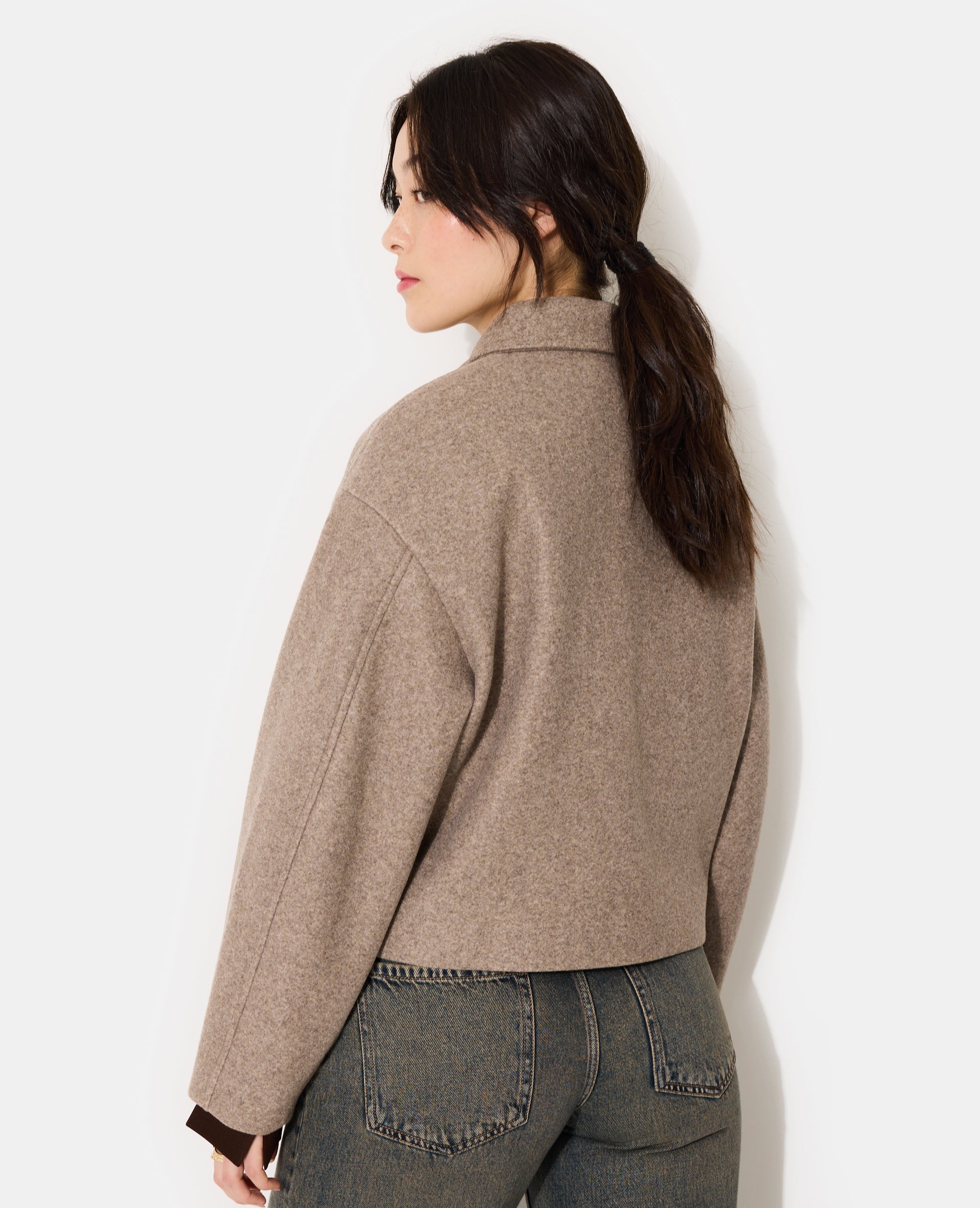 Manteau court effet drap de laine