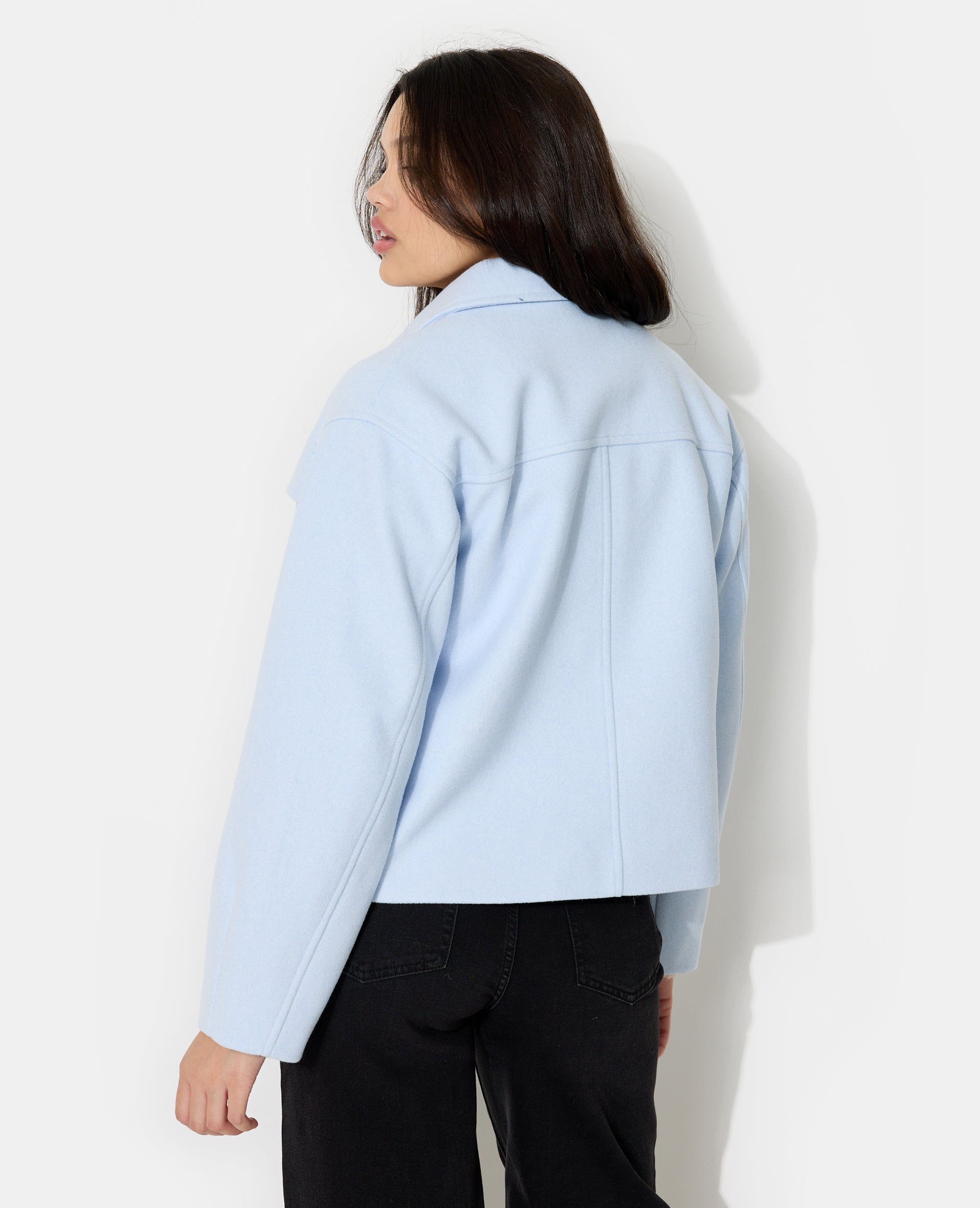 Blouson zippé effet drap de laine