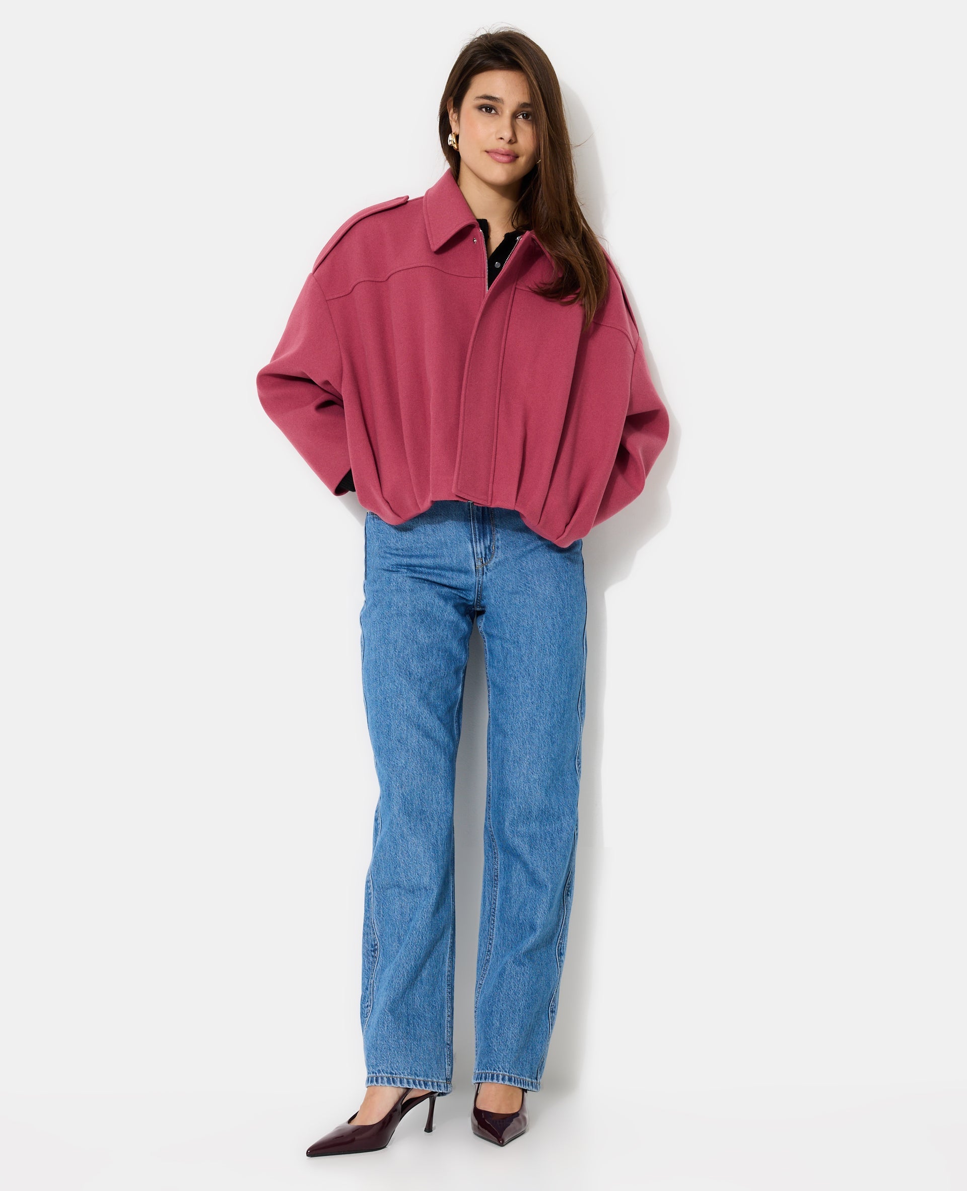 Blouson forme boule effet drap de laine