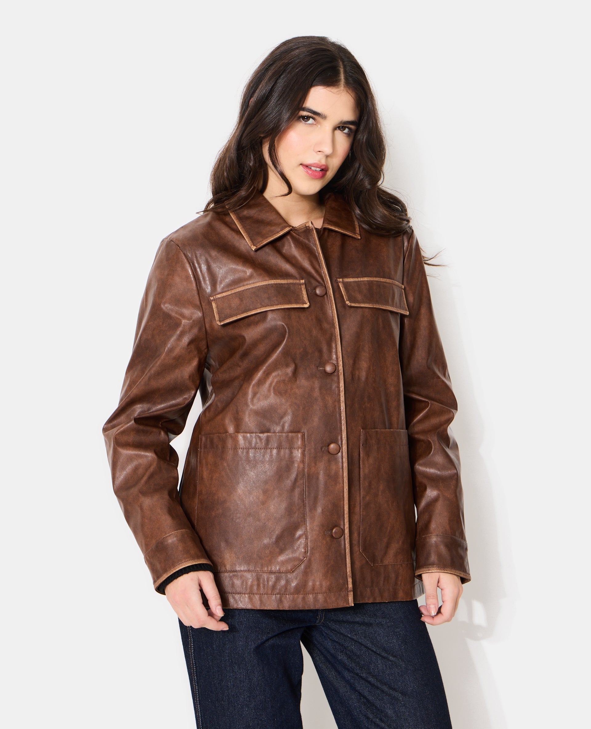 Veste droite en simili