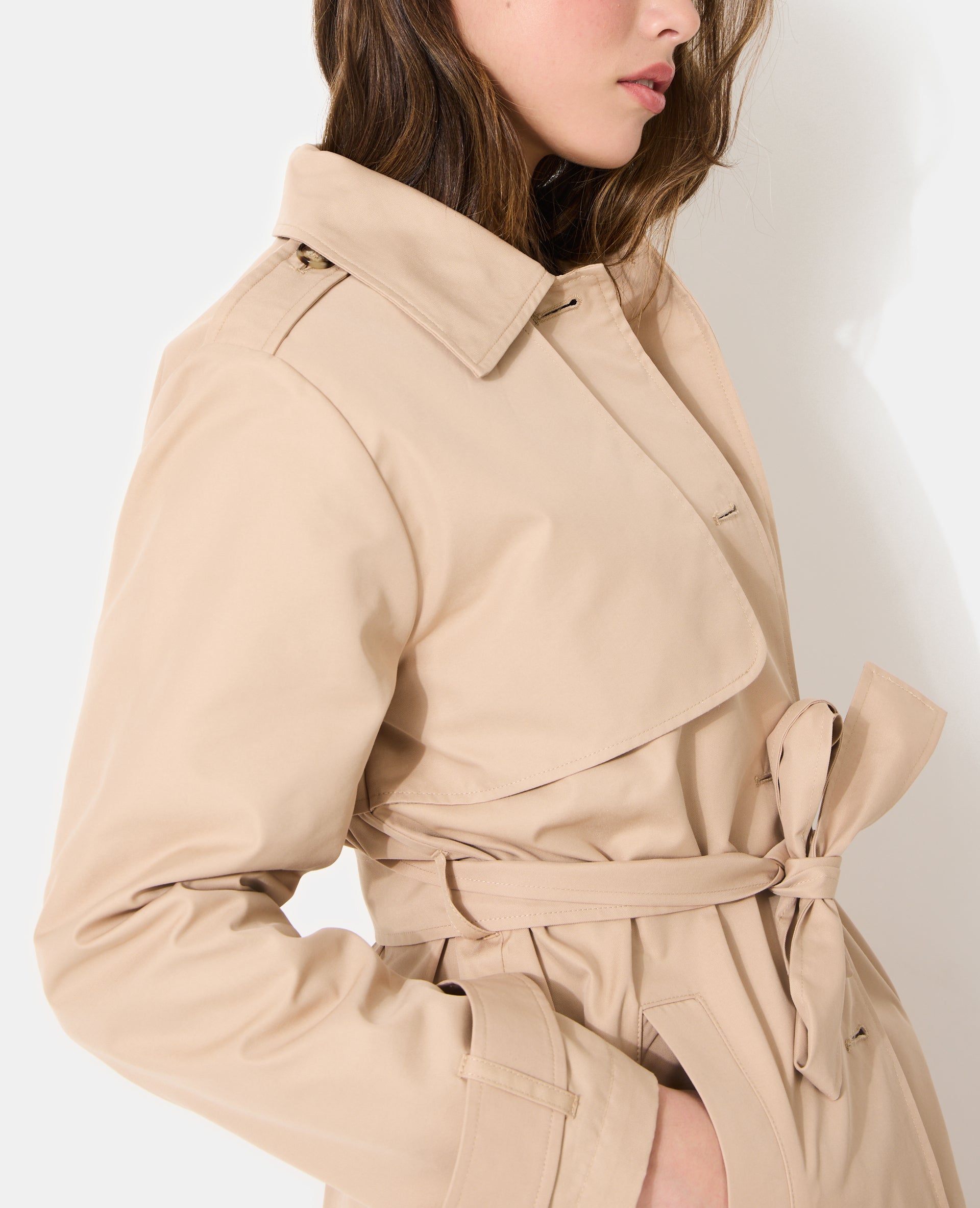 Trench long avec ceinture à nouer