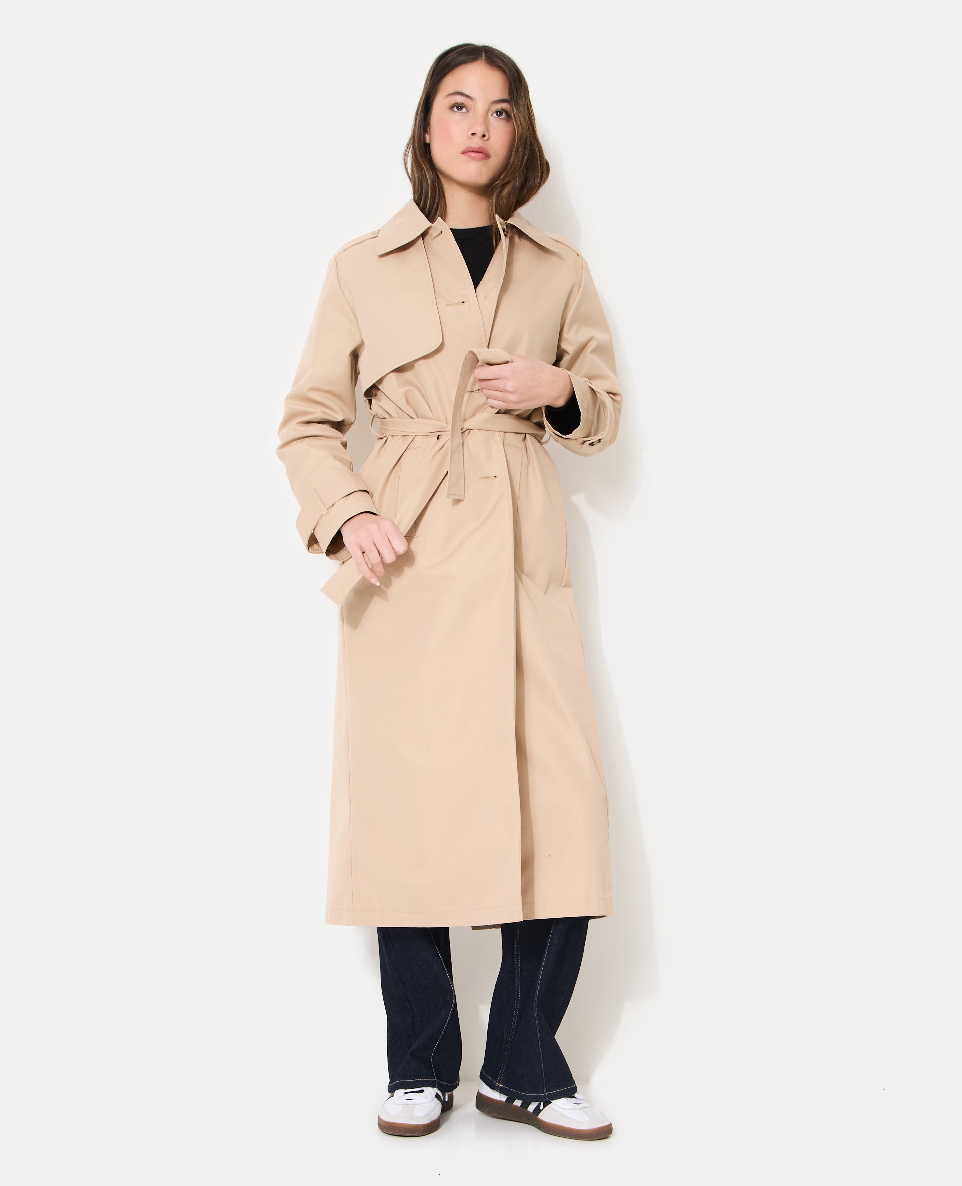 Trench long avec ceinture à nouer