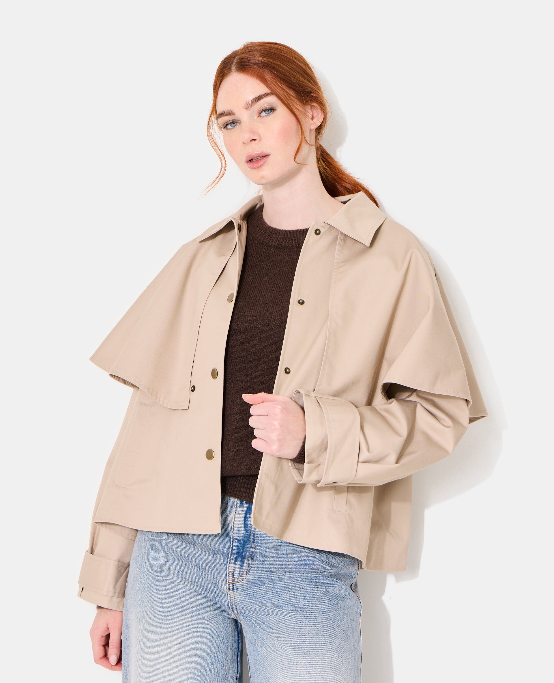 Veste effet trench avec cape