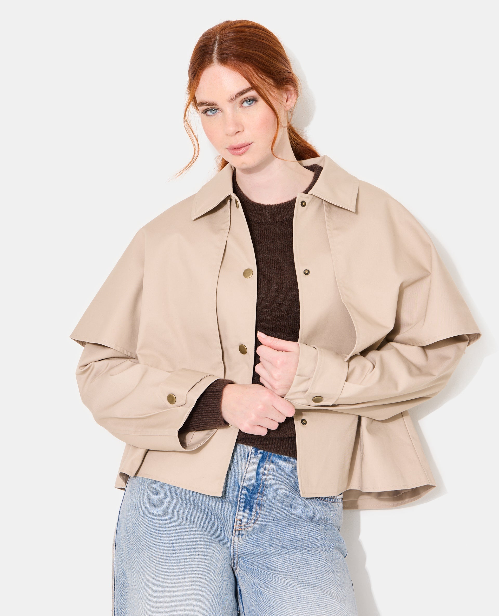Veste effet trench avec cape